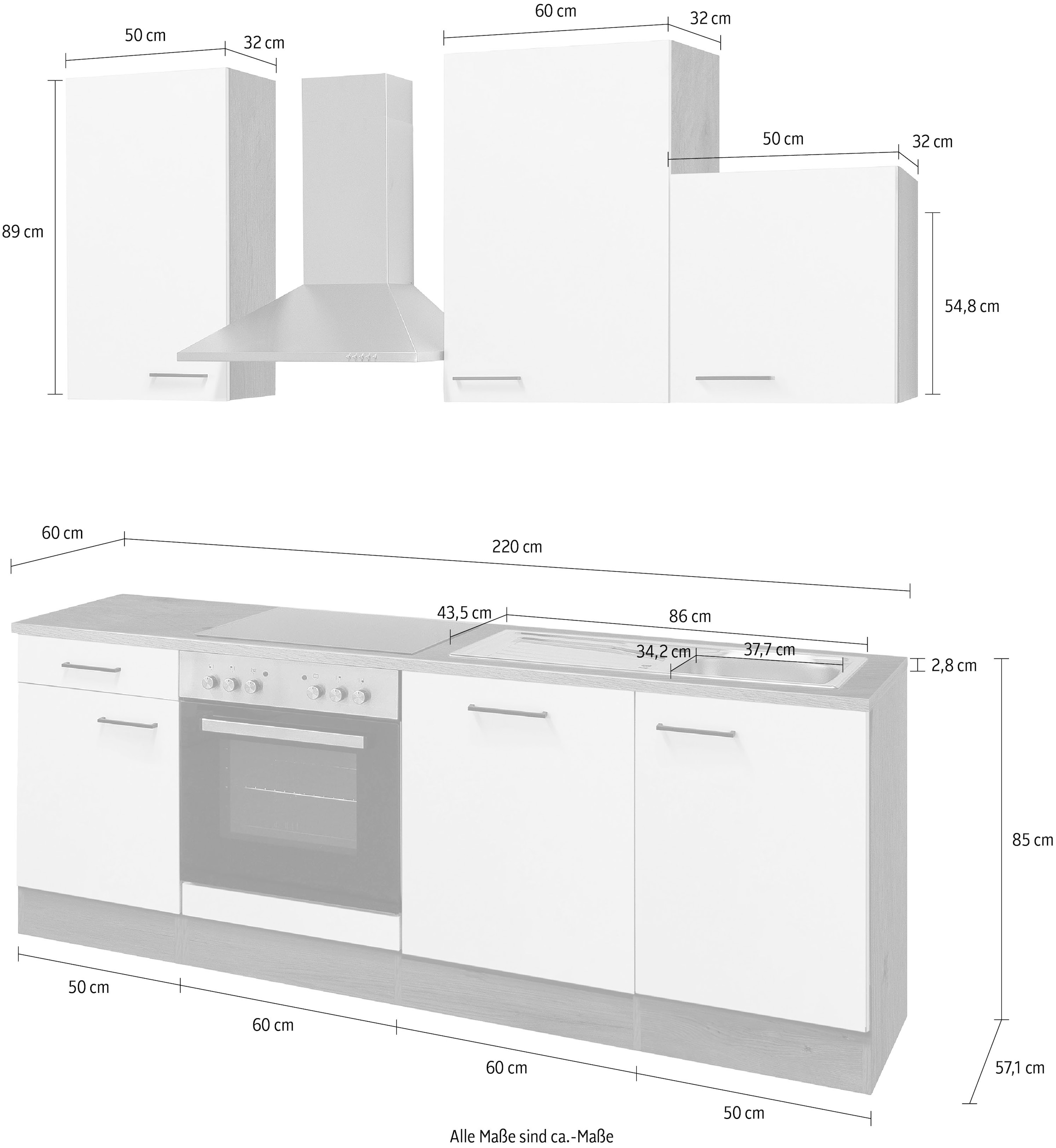 Flex-Well Küche »Vintea«, Breite 220 cm, mit und ohne E-Geräten lieferbar