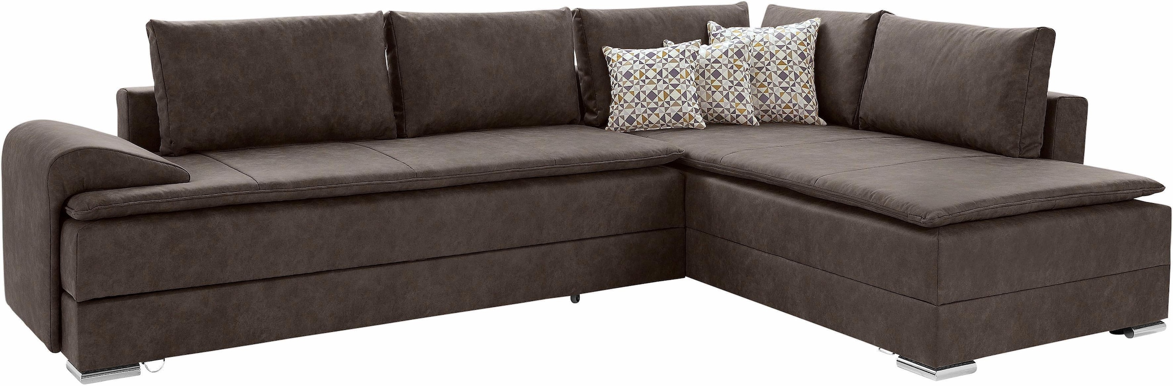 INOSIGN Ecksofa »Boxspringbett Night & Day L-Form mit Dauer-Schlaffunktion mit Armlehne«, mit Boxspring-Bettfunktion 180x200 cm und Bettkasten, Dauerschläfer!
