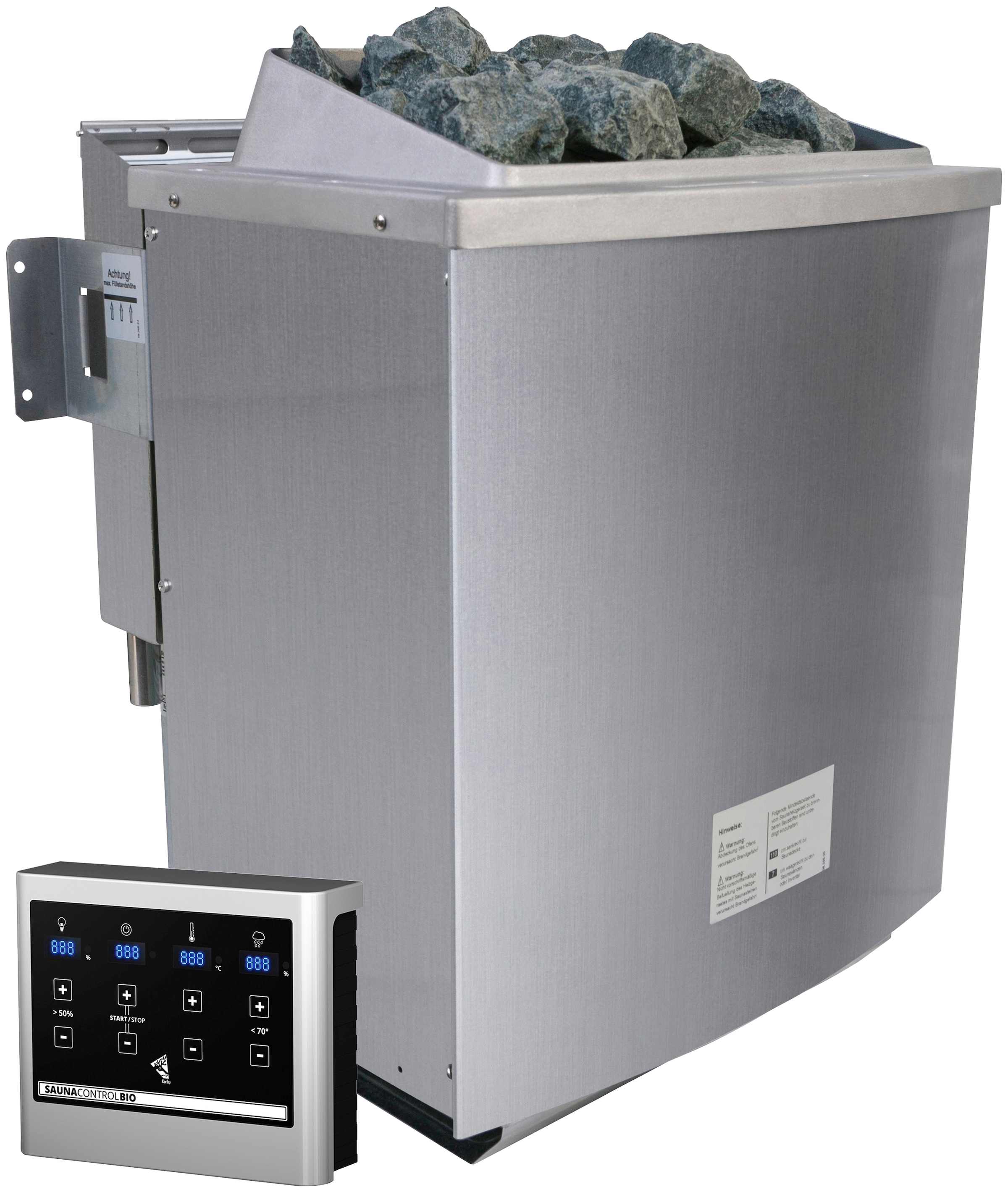 Karibu Sauna »Jarin«, 9-kW-Bio-Ofen mit externer Steuerung