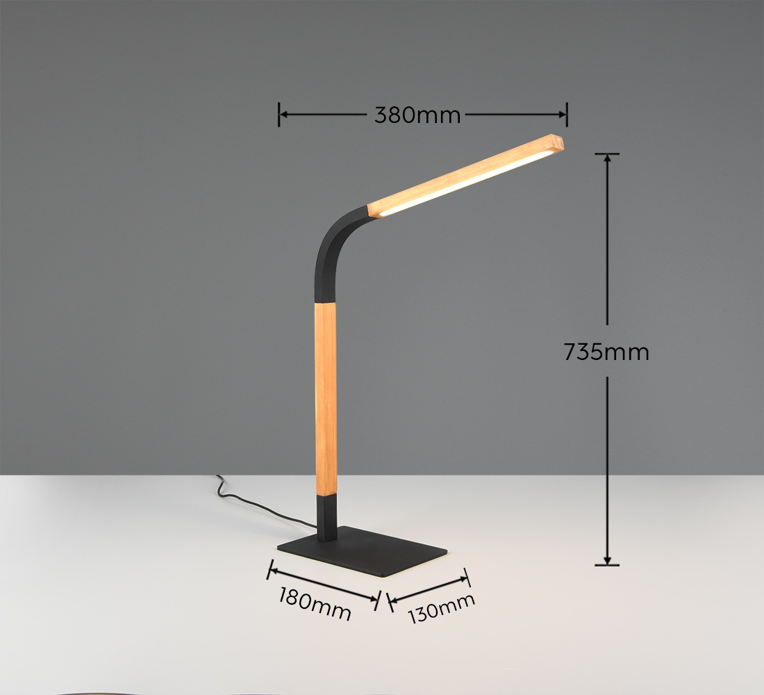TRIO Leuchten LED Schreibtischlampe »NORRIS, Tischleuchte mit Touchdimmer und Flexarm, Leseleuchte H. 63cm« LED-Board 1 Stk. Warmweiß 7W 950 Lumen warmweiße LED, dimmbar in 3 Stufen (Schnurschalter)