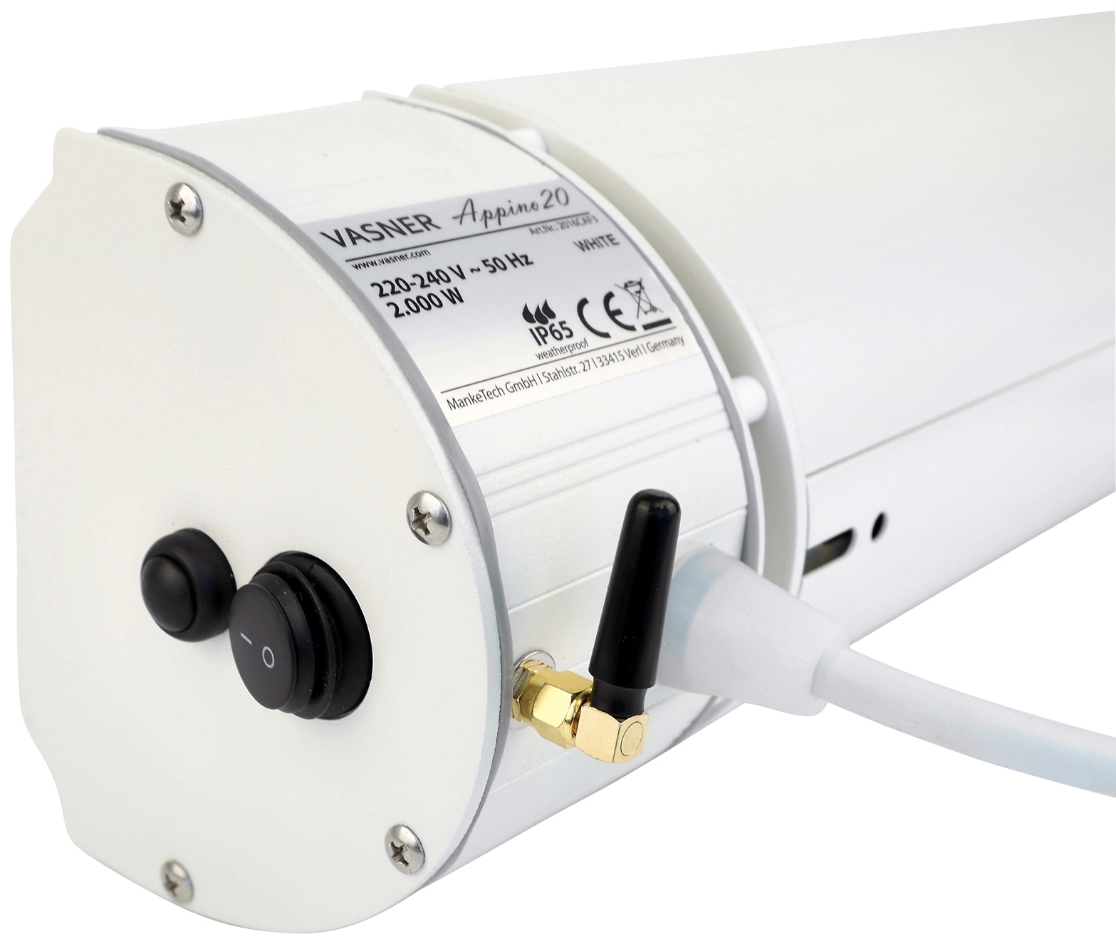 Vasner Terrassenstrahler »Bluetooth, weiß, Appino 20«, 2000 W, Wand / Decke mit Appsteuerung