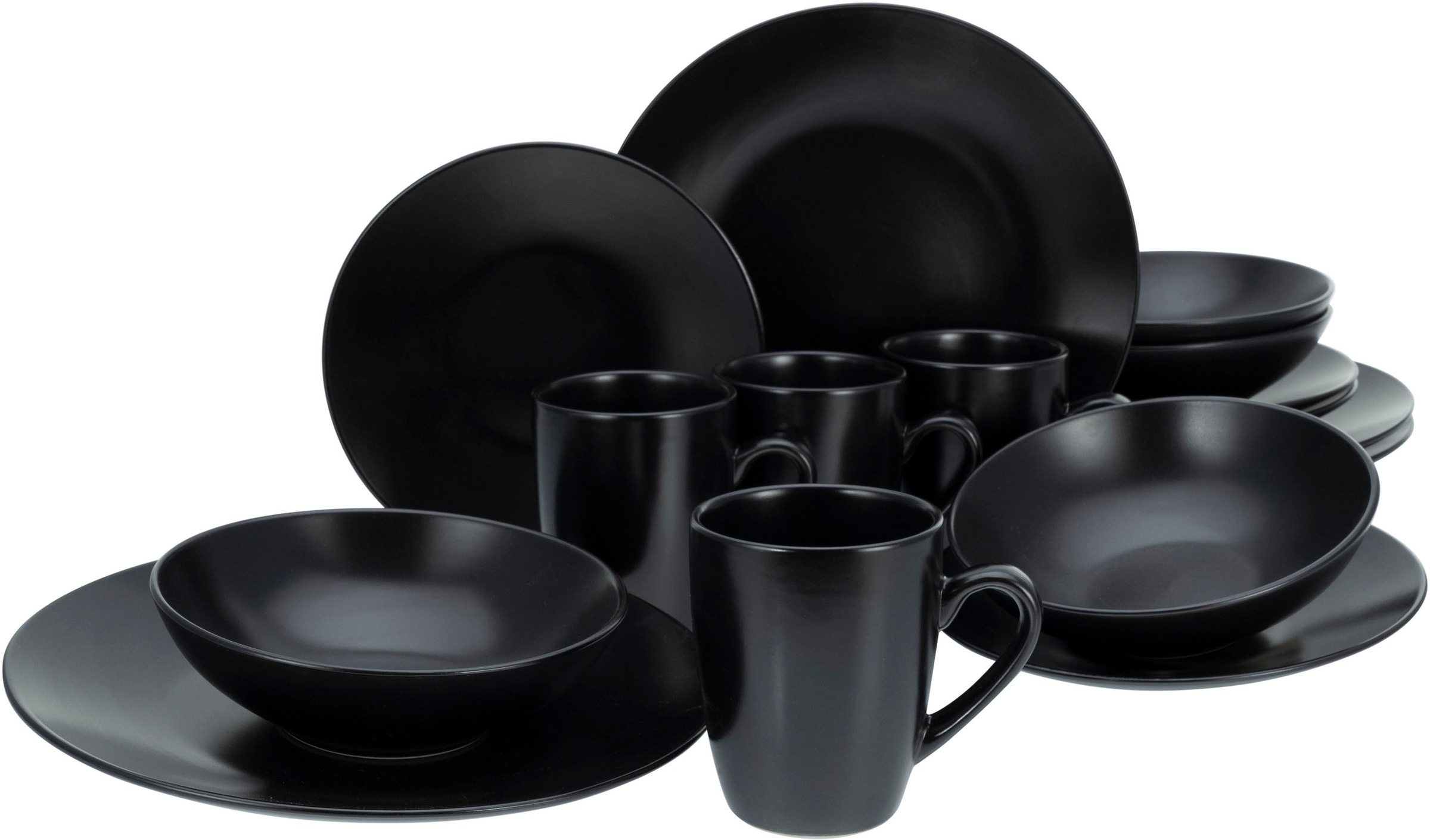 CreaTable Kombiservice »Geschirr-Set Black Matt«, (Set, 16 tlg., Kaffeeserv günstig online kaufen