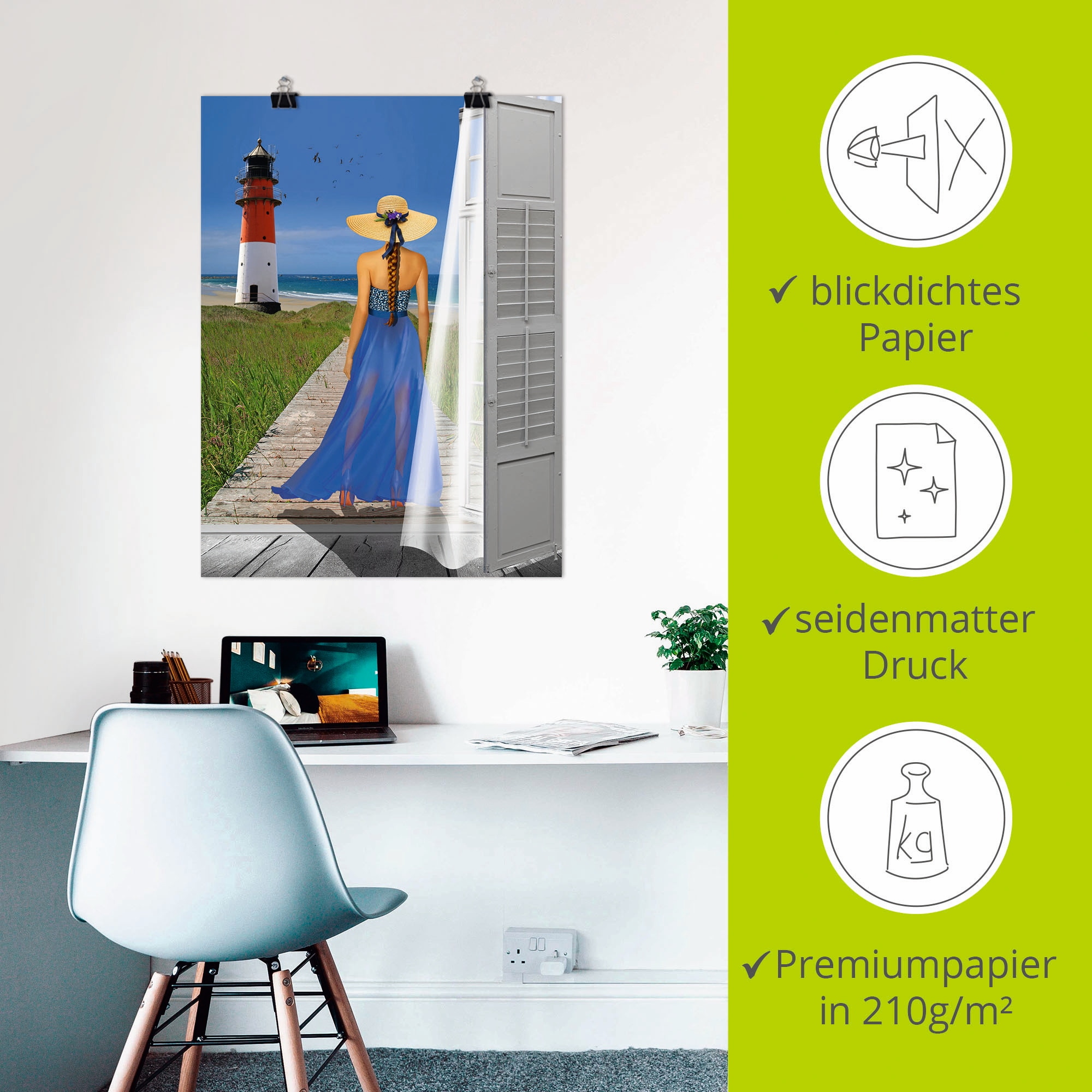 Artland Poster »Urlaub am Meer« Frau 1 Stk. tlg. ohne Rahmen