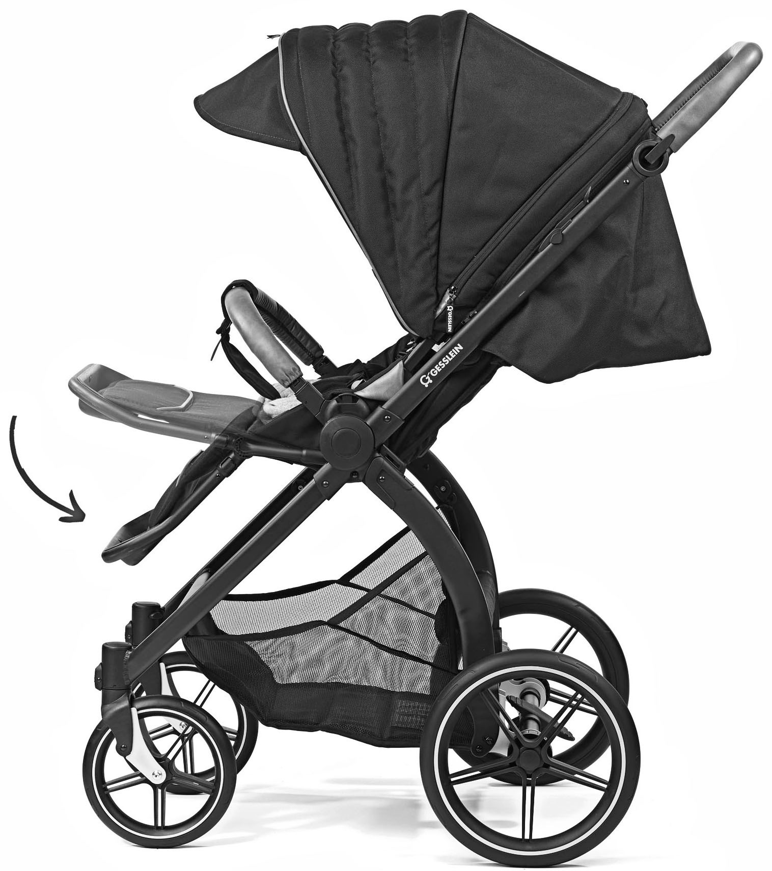 Gesslein Kombi-Kinderwagen »FX4 Soft+ mit Aufsatz Swing schwarz, beere«, mit Babywanne C3 und Babyschalenadapter