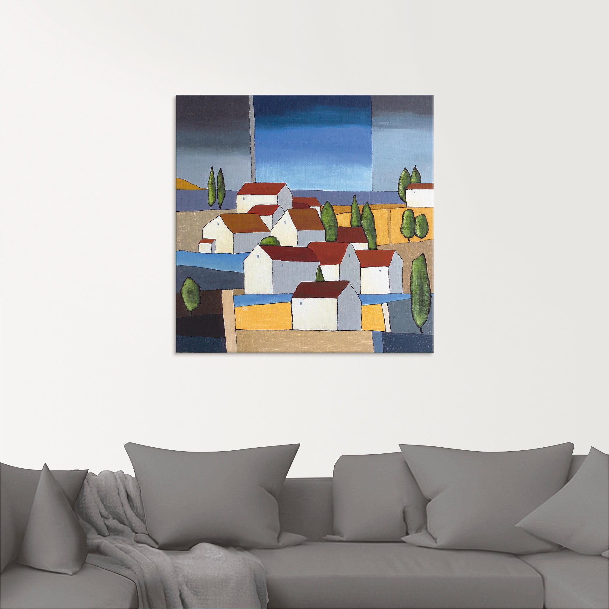 Artland Glasbild »Dorf in der Nähe vom Meer II«, Gebäude, (1 St.), in verschiedenen Größen