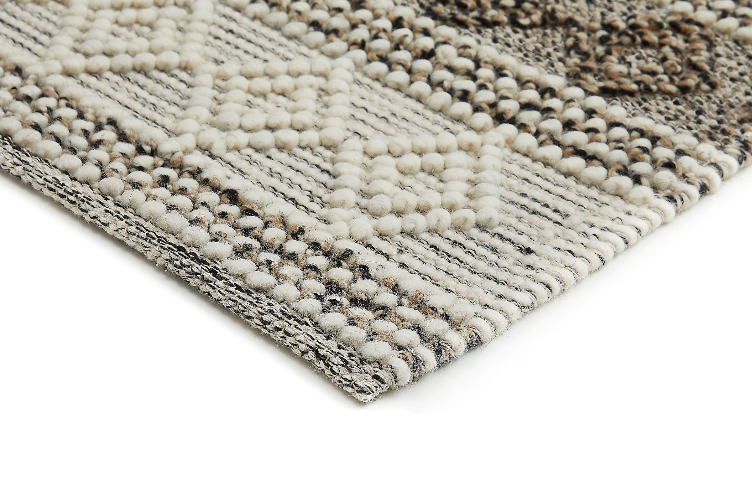 LUXOR living Wollteppich »Aalborg«, rechteckig, 10 mm Höhe, Handweb Teppich, reine Wolle, handgewebt, Rauten Design
