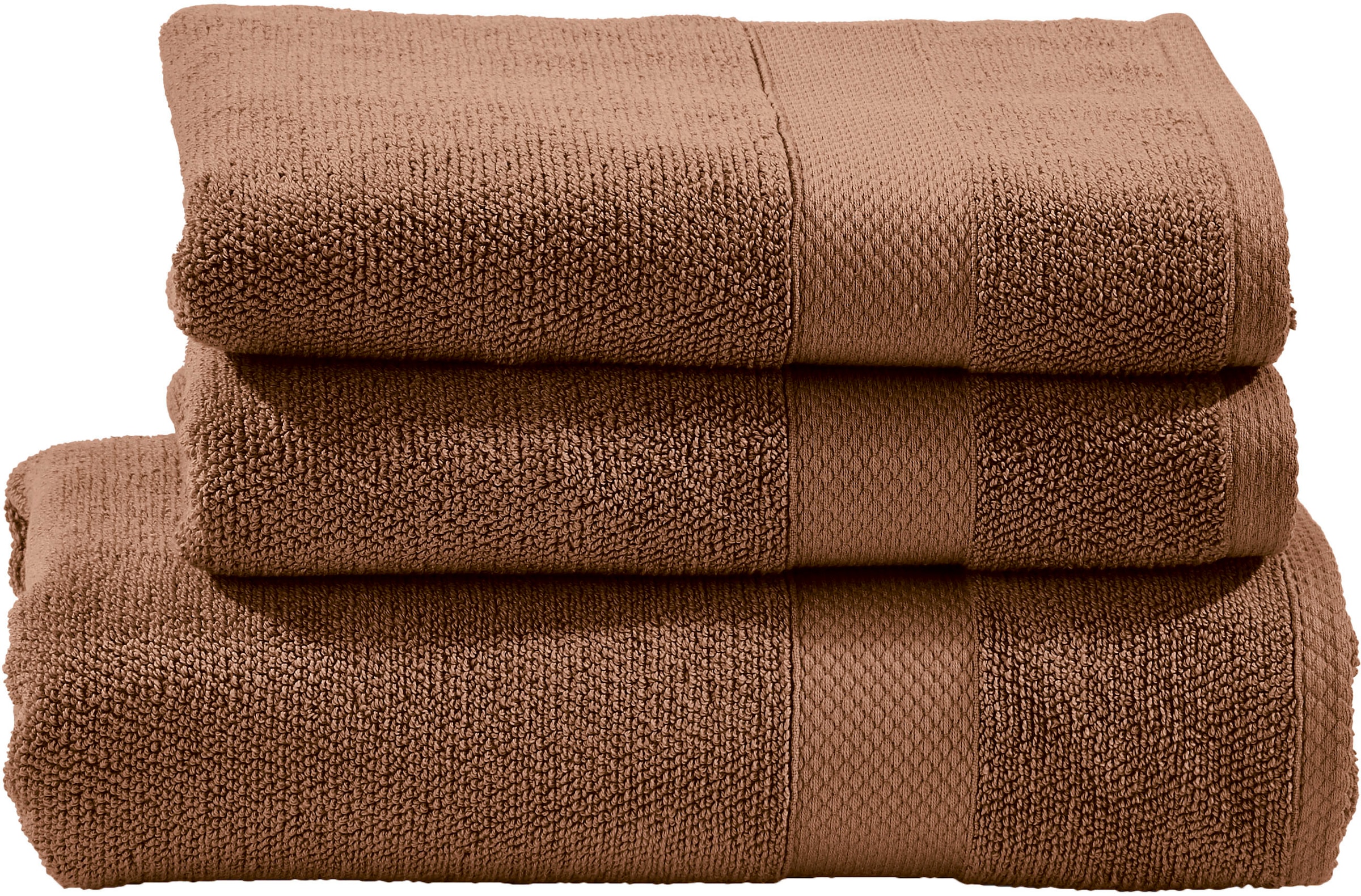 DONE. Handtuch Set »Deluxe« Hotelqualität aus hochwertigem Zwirnfrottier Cognac Obermaterial: 100% Baumwolle