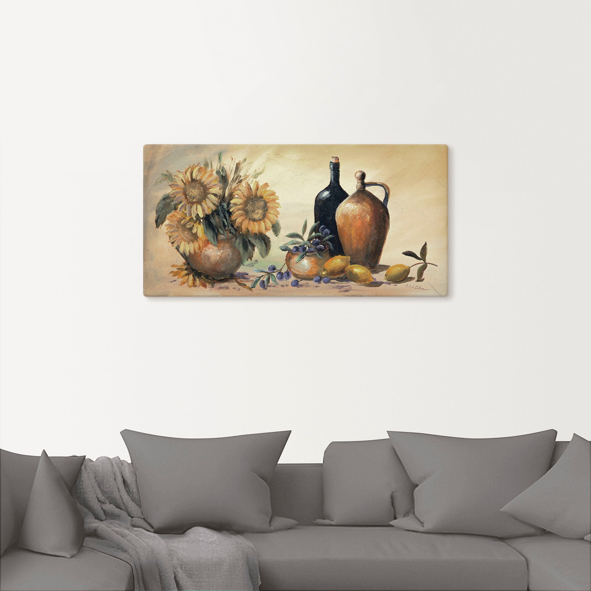 Artland Wandbild »Stillleben mit Sonnenblumen«, Vasen & Töpfe, (1 St.), als Leinwandbild, Poster, Wandaufkleber in verschied. Größen