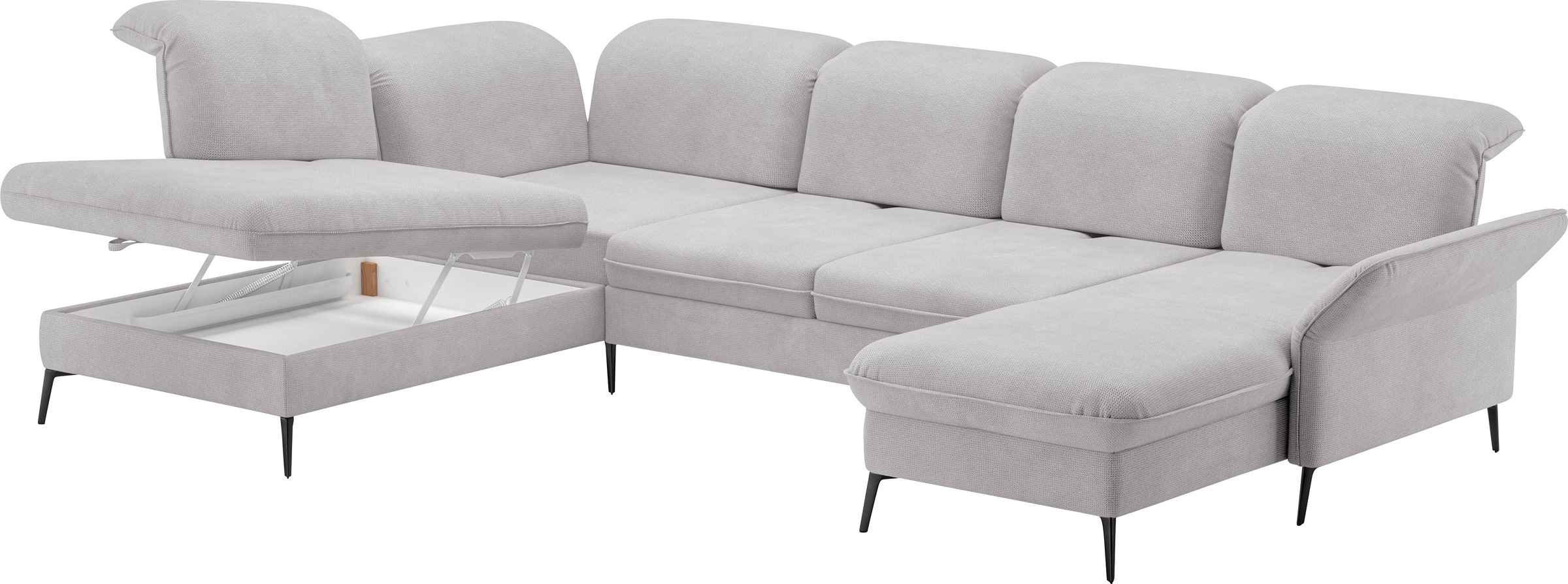 sit&more Wohnlandschaft »Emely, inkl. Sitztiefenverstellung«, wahlweise mit Bettfunktion,Bettkasten,Kopf- & Armteilverstellung
