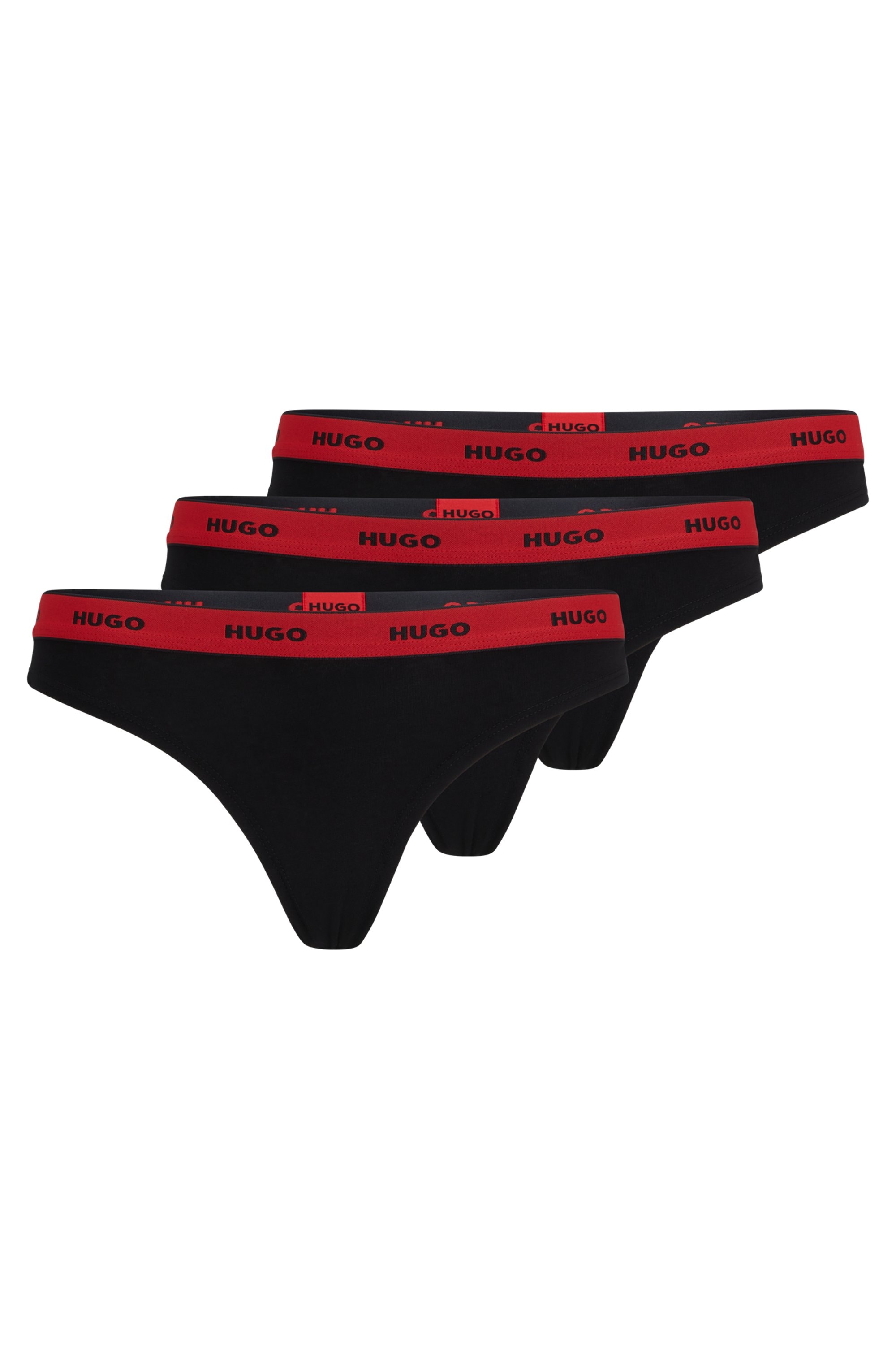 HUGO Underwear T-String »TRIPLET THONG STRIPE«, (Packung, 3 St., 3), mit Logoschriftzug auf dem Bund