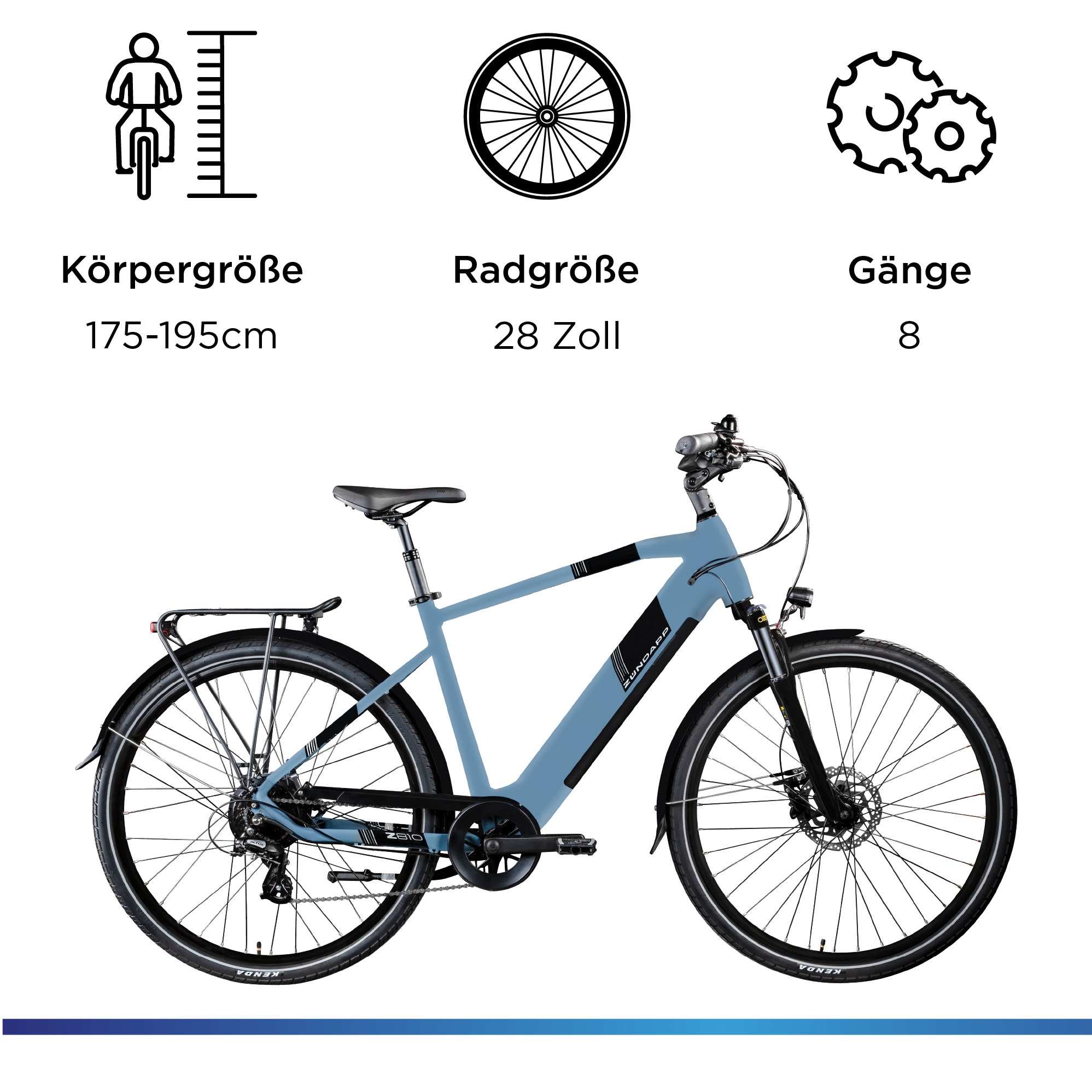 Zündapp »Z810« 8 Gang Shimano Altus RD-M310 Schaltwerk Kettenschaltung Heckmotor 250 W