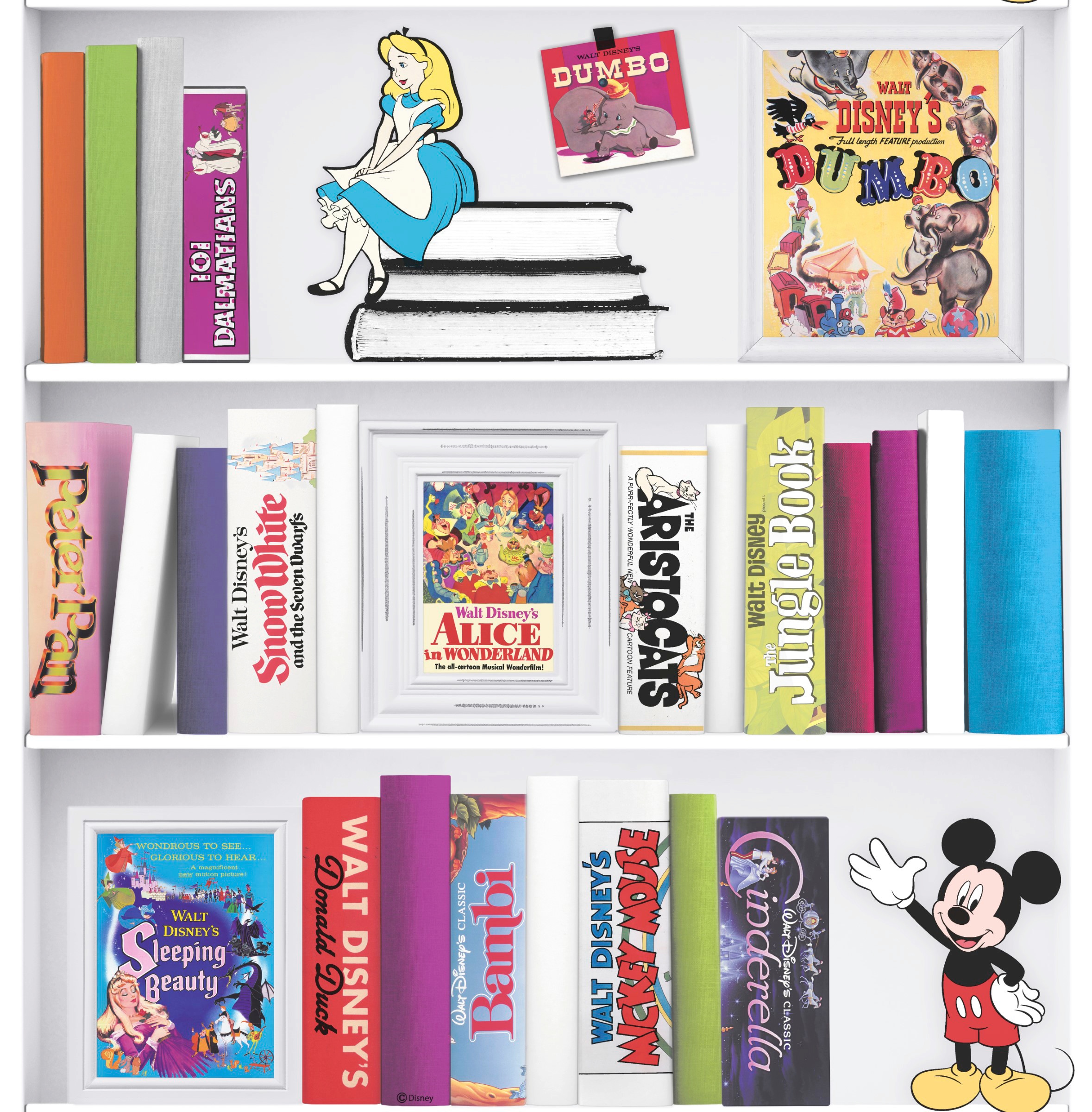 Disney Vliestapete »Bücherregal«, Mehrfarbig - 1005x52 cm günstig online kaufen