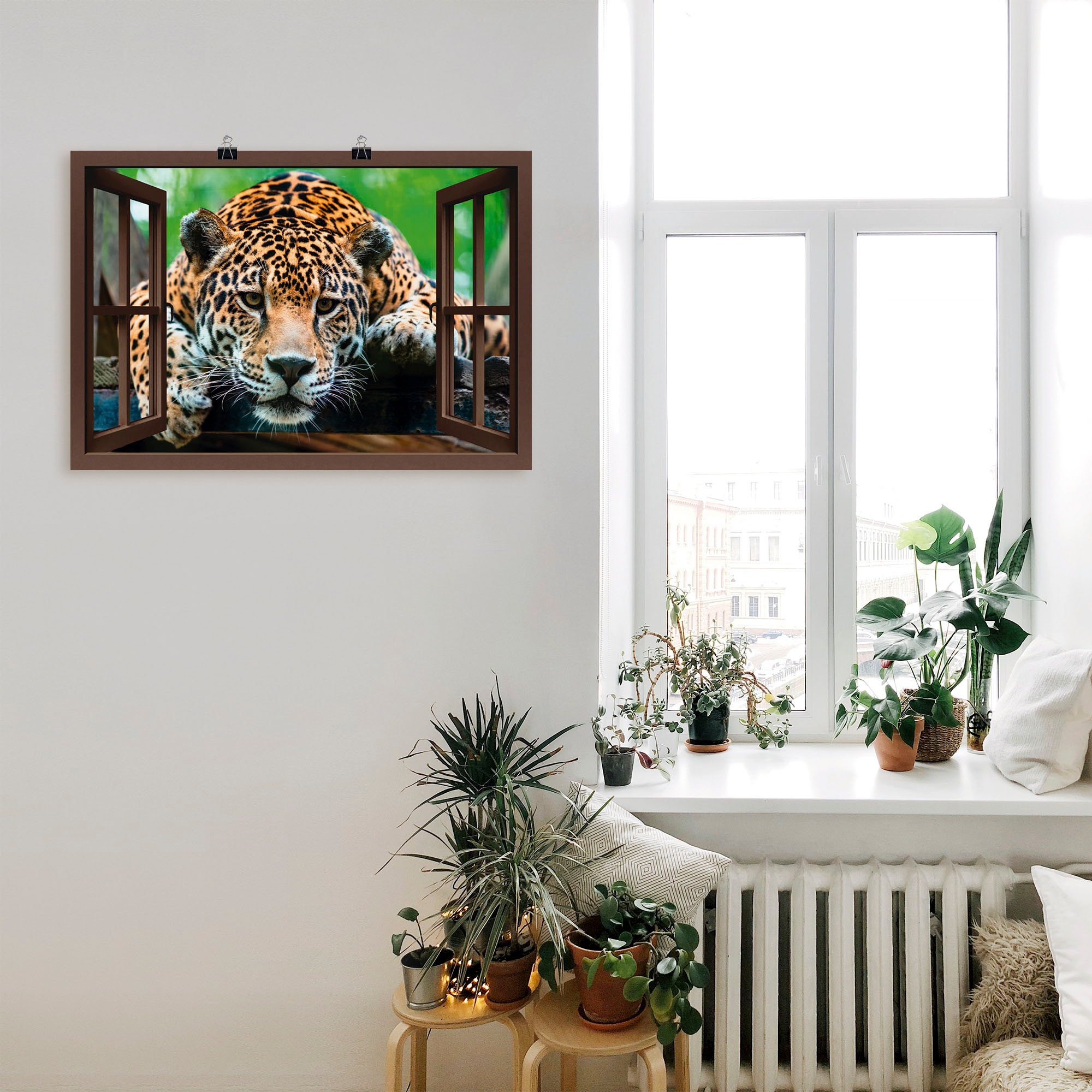 Artland Poster »Fensterblick - Südamerikanischer Jaguar« Wildtiere 1 Stk. t günstig online kaufen