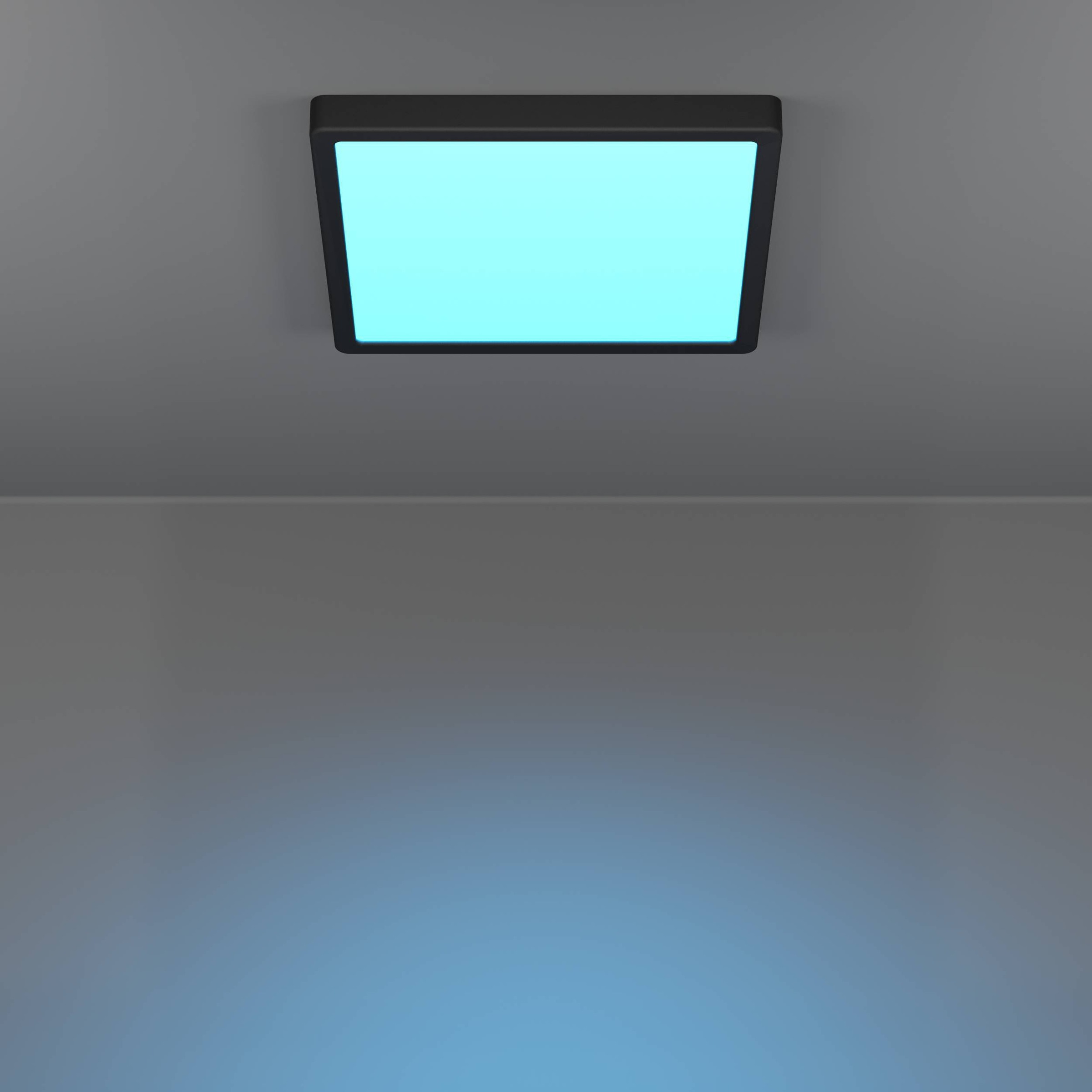 EGLO Aufbauleuchte »Fueva 6-Z Deckenlampe, ZigBee, App und Sprachsteuerung, Badlampe, IP44« LED-Modul 1 Stk. Kaltweiß | RGB Aufbauleuchte - L29,5 x B29,5 x H2,5 cm - schwarz - 13,5W inkl.