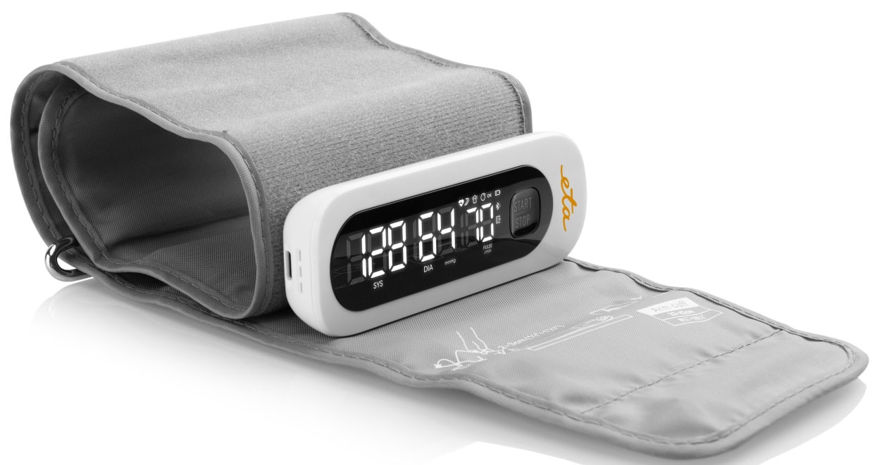eta Oberarm-Blutdruckmessgerät, oszillometrische Messmethode, Smart App, WHO-Klassifikation
