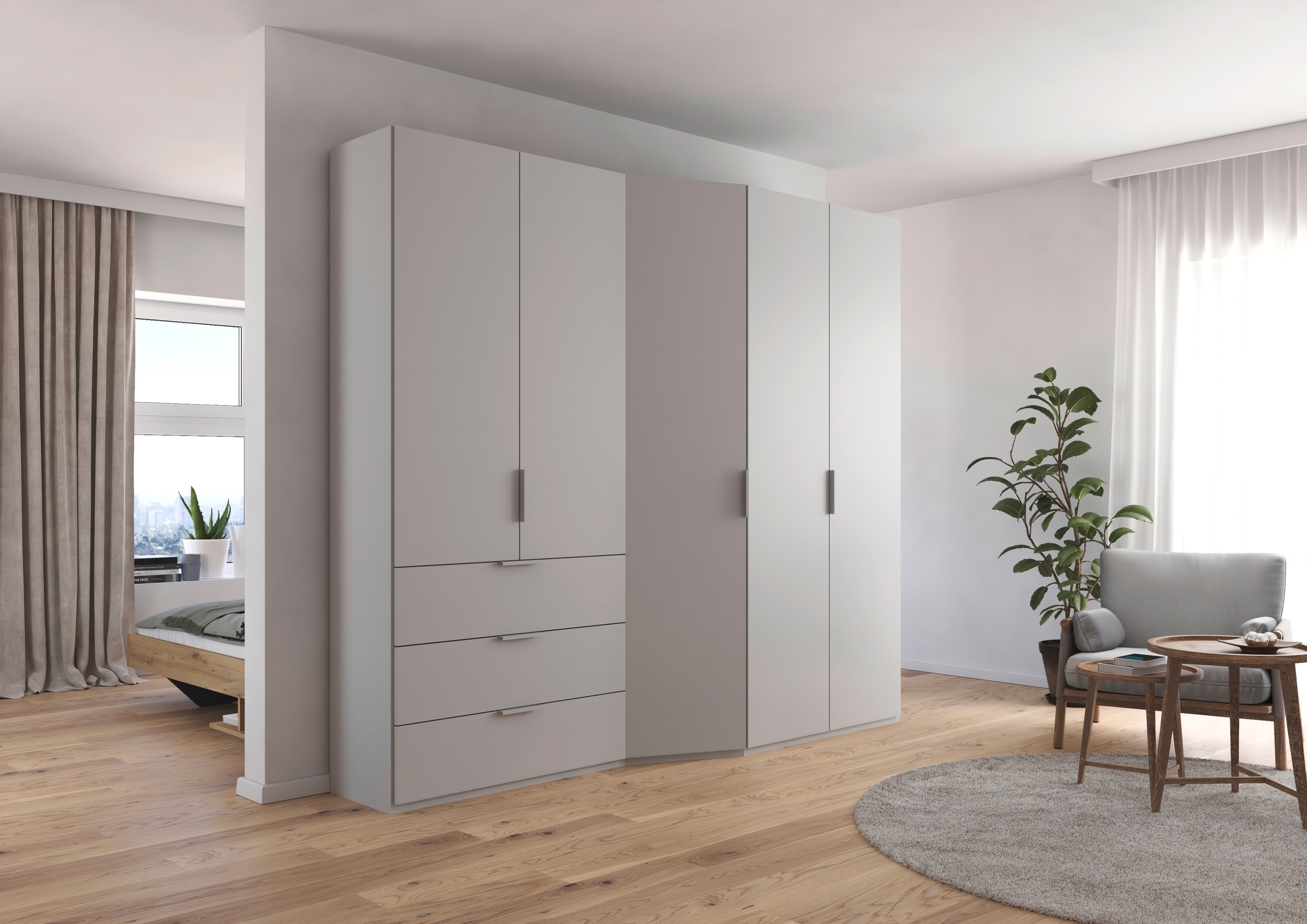 rauch Drehtürenschrank »Kleiderschrank Schrank Garderobe Wäscheschrank WAVE«, in 2 unterschiedlichen Tiefen, mit Soft-Close Funktion MADE IN GERMANY