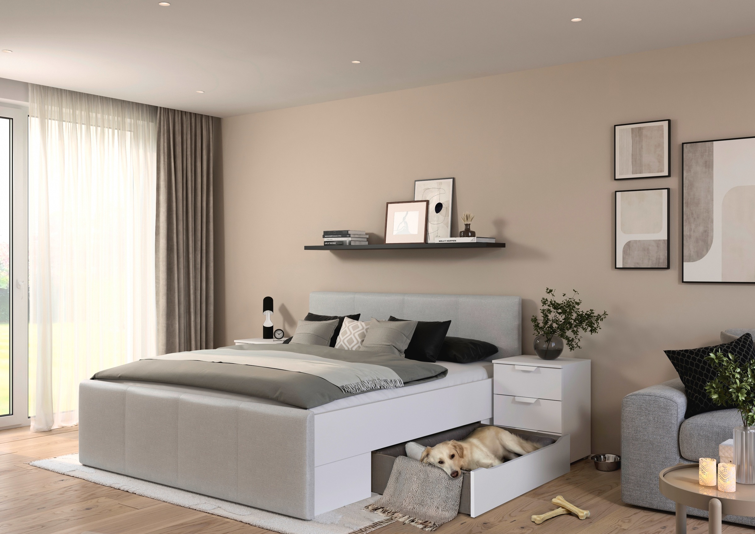 OTTO home Bett »Doppelbett Polsterbett Stauraumbett AGORDO« 180x200 cm, Kop günstig online kaufen