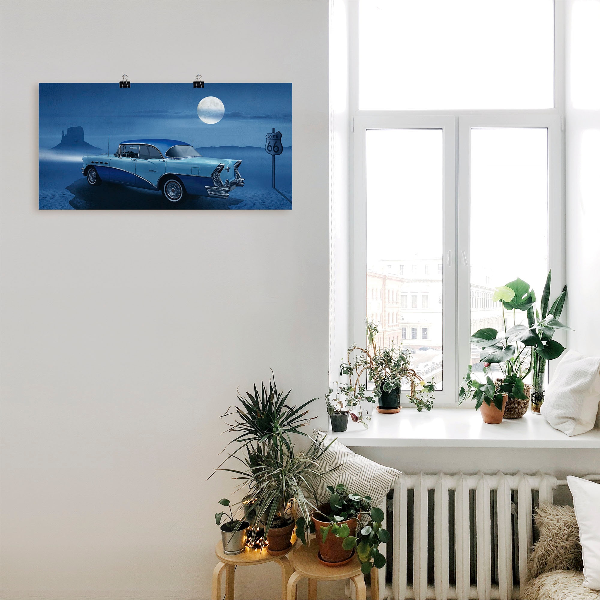 Artland Wandbild »Blaue Nacht auf der Route 66«, Auto, (1 St.), als Leinwandbild, Poster in verschied. Größen