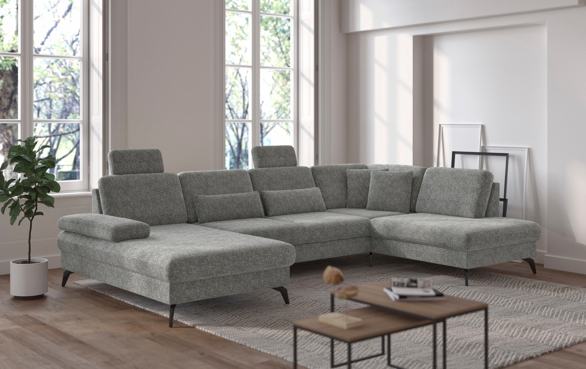 sit&more Wohnlandschaft »Morris U-Form, inkl. Sitztiefenverstellung«, wahlweise mit Armteilverstellung, Bettfunktion & Bettkasten