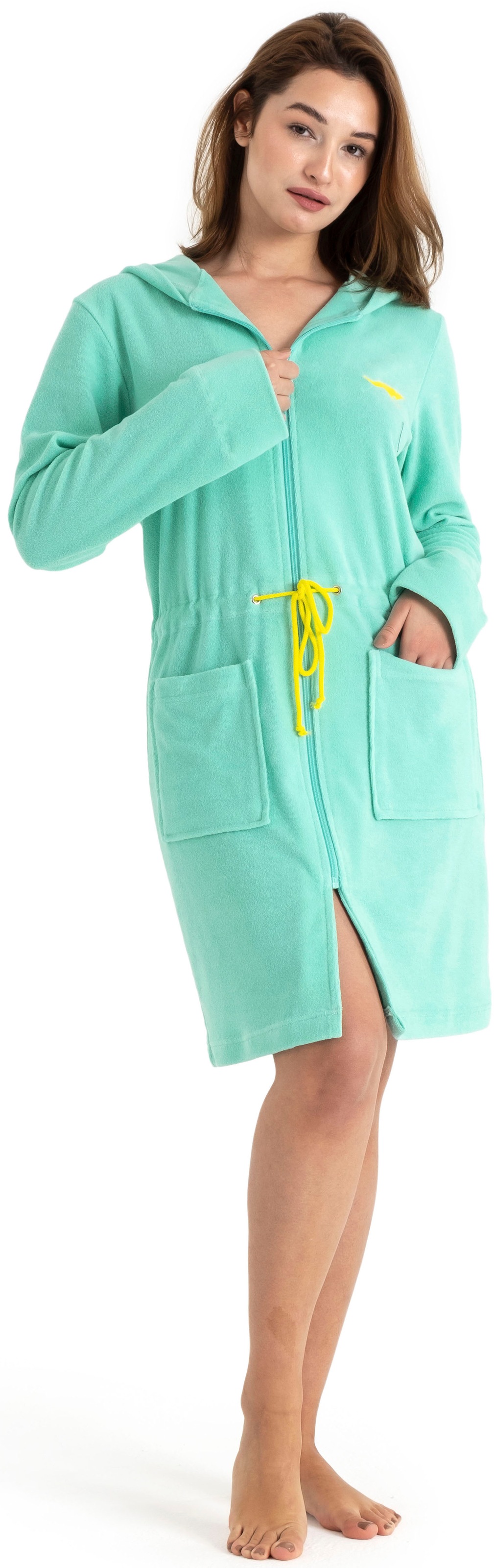 KANGAROOS Damenbademantel »Kira, ideal für Sauna & Spa, Hotelbademantel, Morgenmantel« 1 Stk. tlg., mit Bindekordel, kurz, Bademäntel für Damen,...