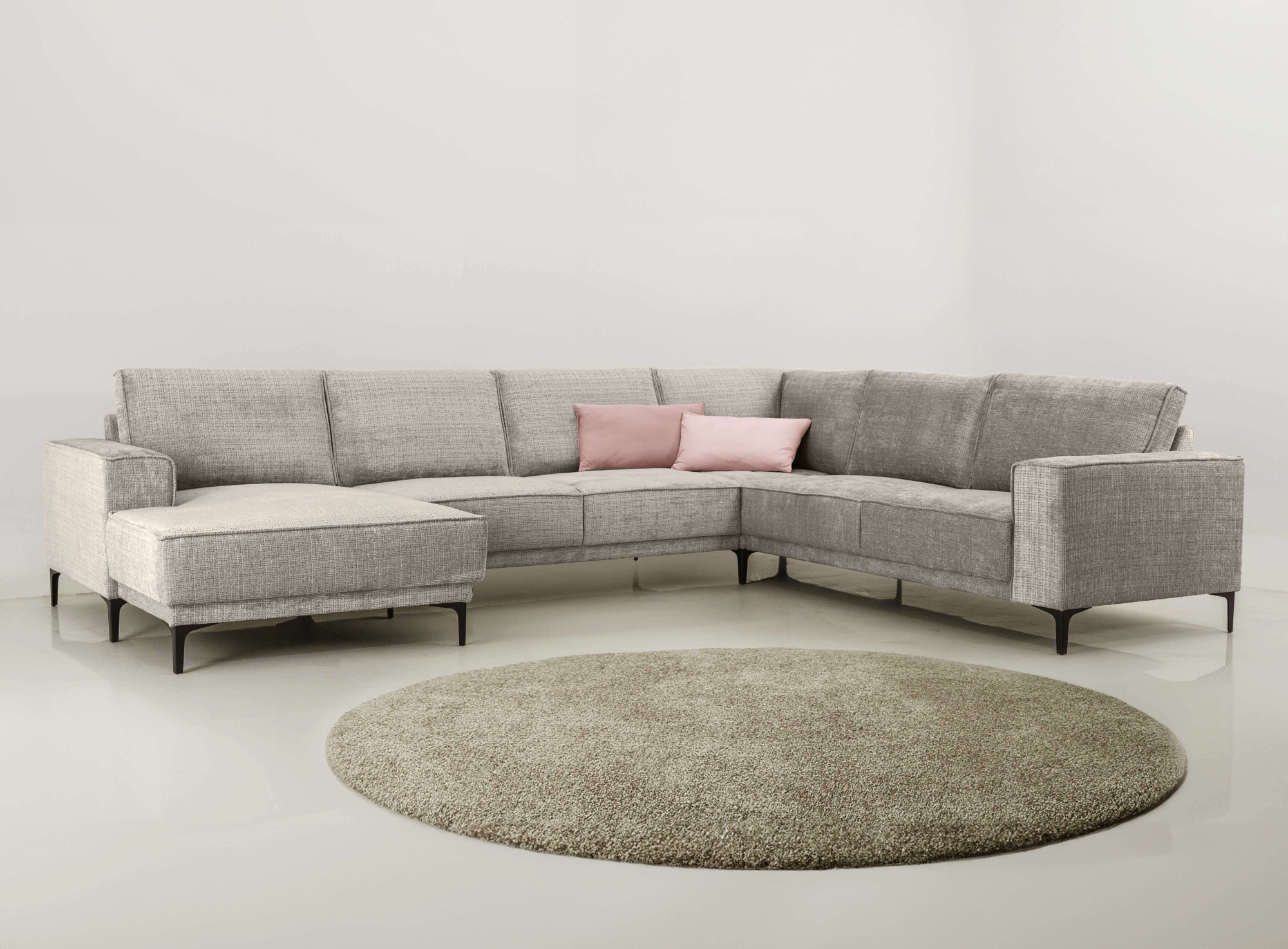 PLACES OF STYLE Wohnlandschaft »XXL Sofa Oland, Struktur, Flachgewebe, Luxu günstig online kaufen