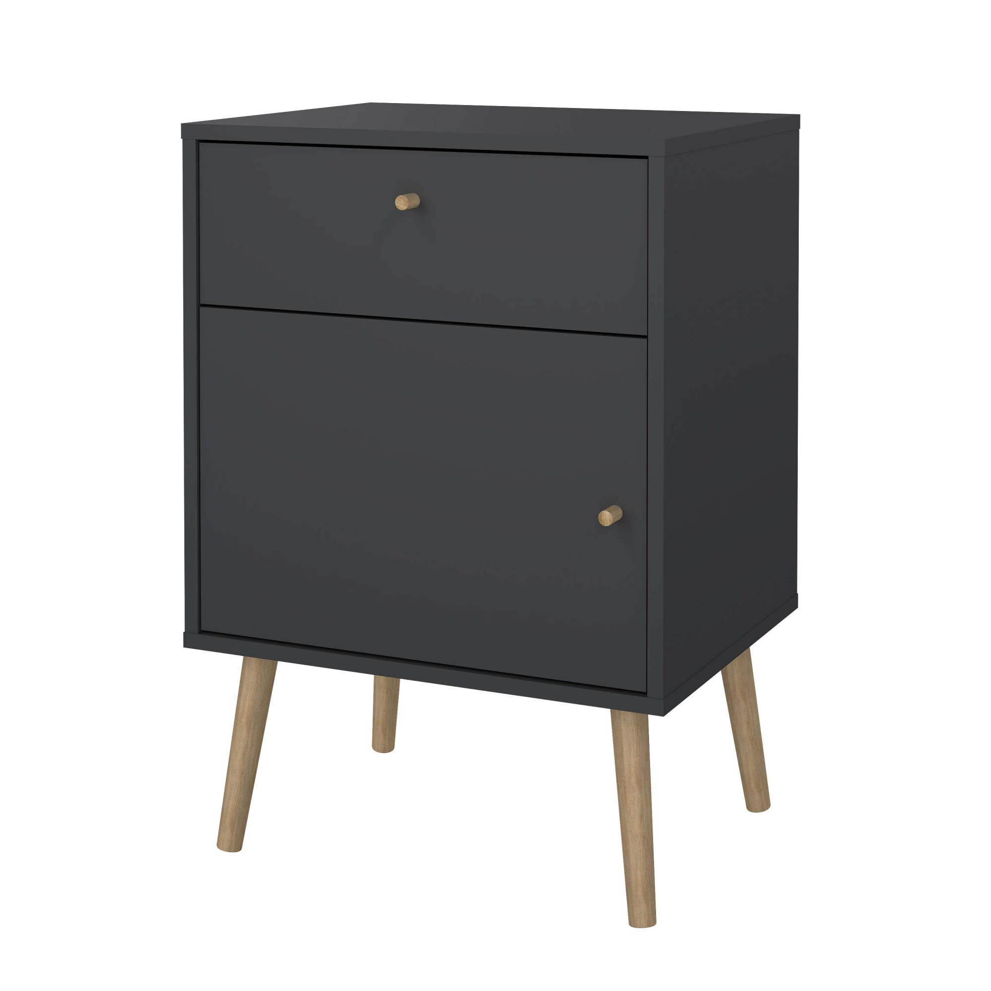 andas Nachtkommode »Bodo, Nachttisch, Nachtschrank, Beistelltisch,«, 1 Tür, 1 Schublade, Beine und Griffe aus Massivholz, Breite 50 cm