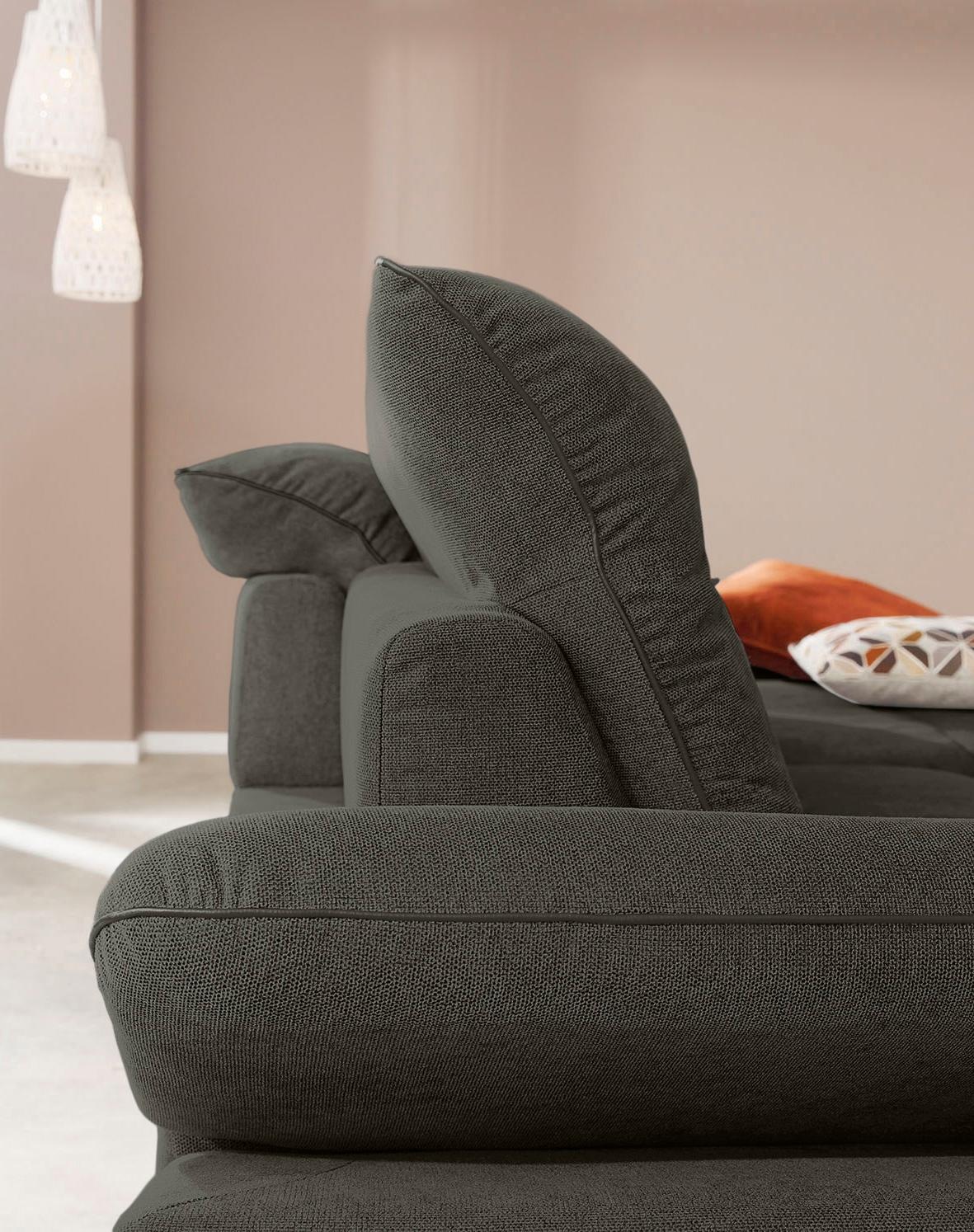 W.SCHILLIG Ecksofa »enjoy&MORE, mit tollem Sitzkomfort, elegant und bequem, L-Form«, mit Sitztiefenverstellung, Füße silber matt, Breite 294 cm