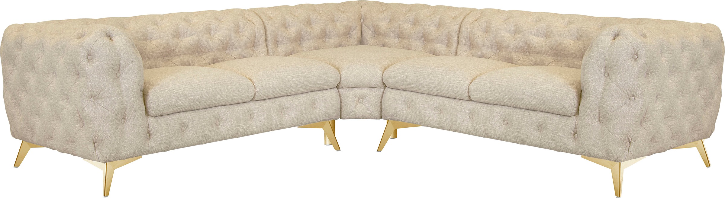 Leonique Chesterfield-Sofa »Ecksofa GLYNIS L-Form mit Wellenunterfederung, günstig online kaufen