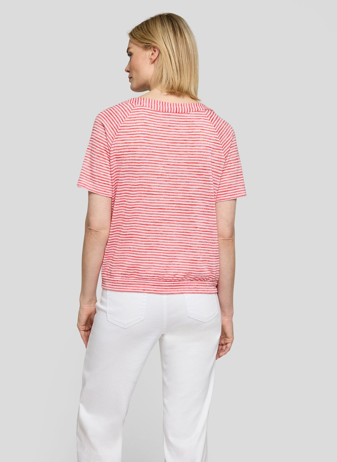Rabe Kurzarmshirt im Streifen-Look und mit Rundhals