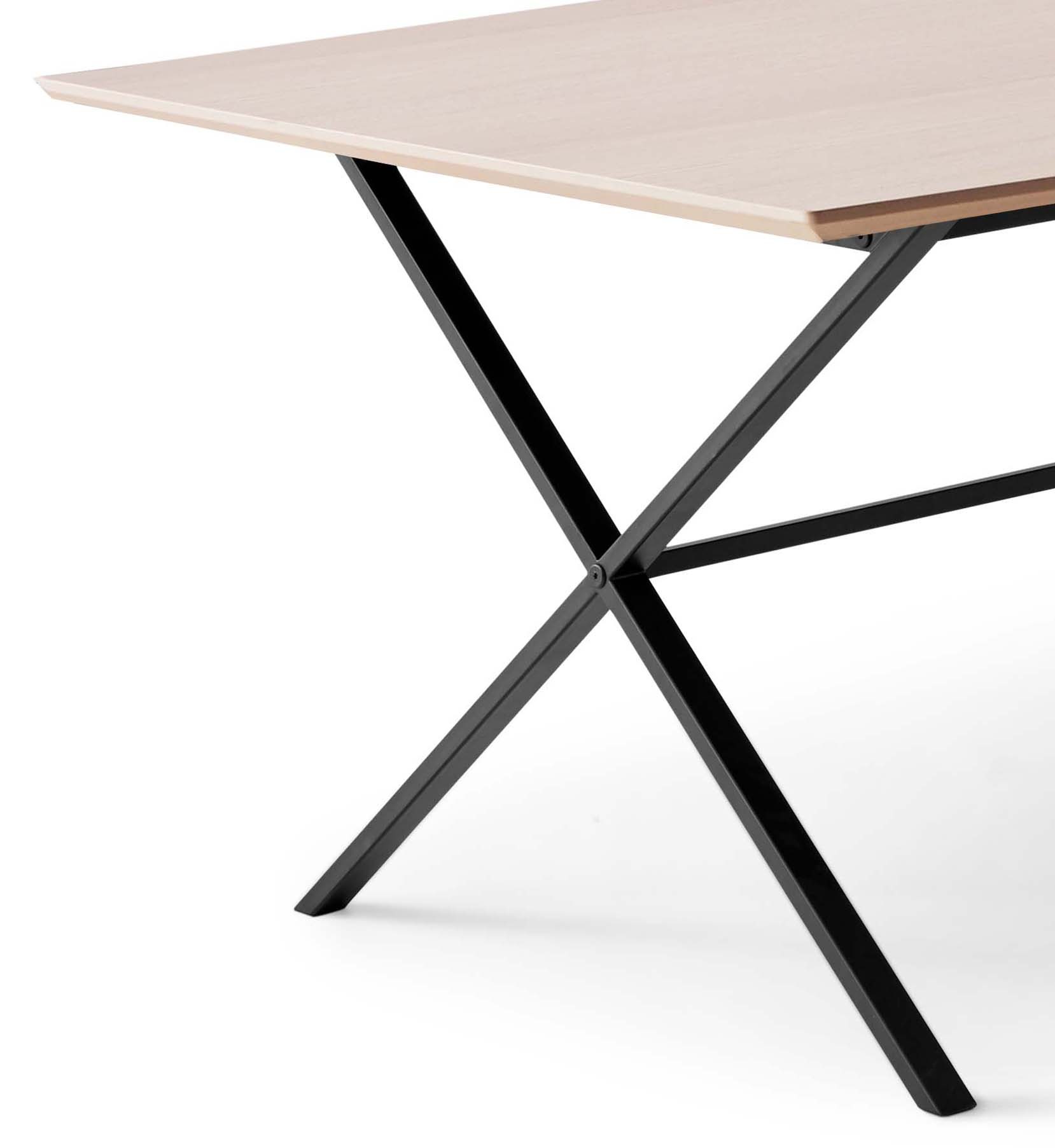 Hammel Furniture Esstisch »Meza Designtisch mit Auszugsfunktion und 2 Einlegeplatten«, rechteckige Tischplatte MDF, gekreuztes Metallgestell