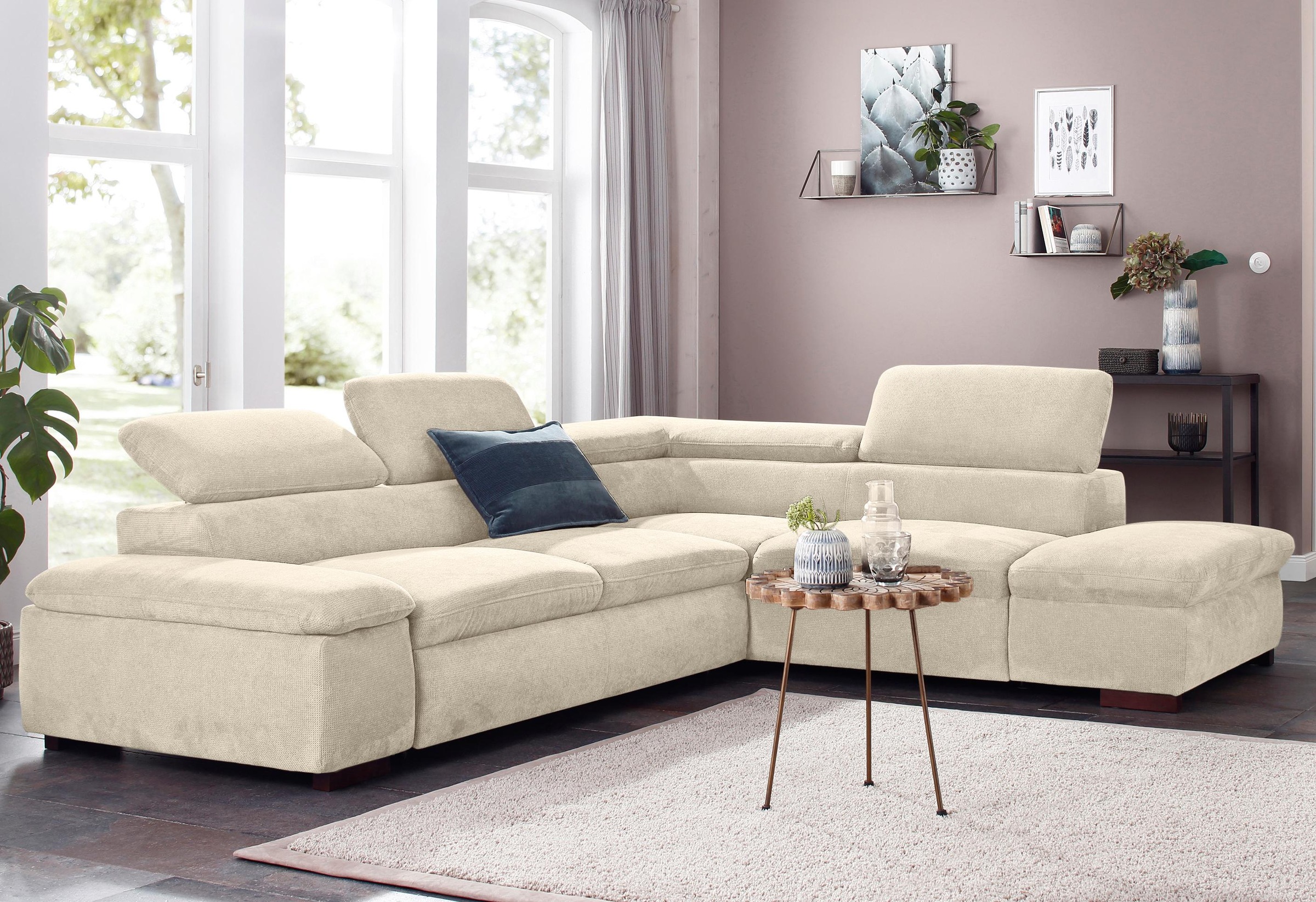 Home affaire Ecksofa »Alberto L-Form«, mit Kopfteilverstellung, wahlweise mit Bettfunktion