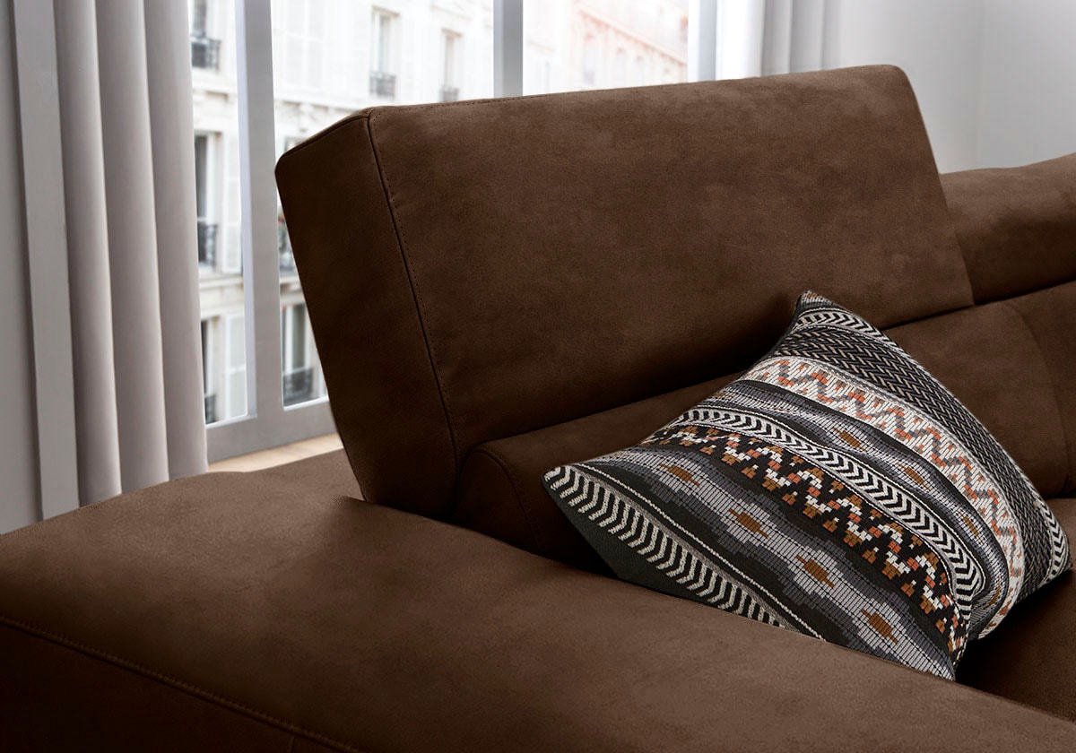 W.SCHILLIG Ecksofa »piedroo, Designsofa mit tollem Sitzkomfort, bequem und elegant, L-Form«, Kopfteilverstellung, wahlweise mit Sitztiefenverstellung, Breite 343cm