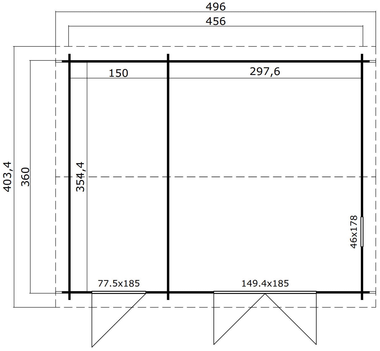 LASITA MAJA Gartenhaus »Carroz 2«, (Set), Blockbohlenhaus 28mm 2-Raum, Fundamentmaß 4560x3600, Carbongrau