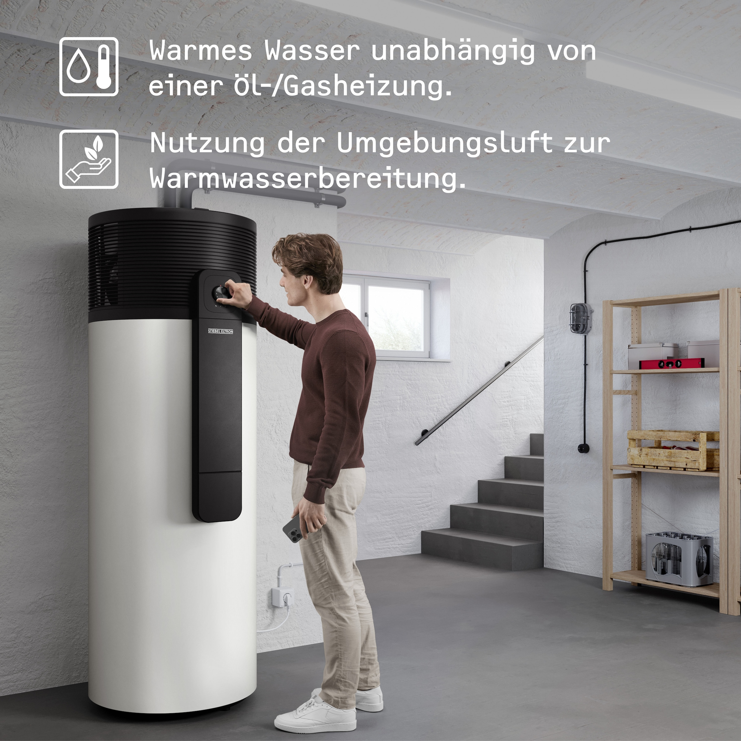 STIEBEL ELTRON Warmwasser-Wärmepumpe »WWK-I 300 W Plus«, App-Bedienung, 300 l, Anschluss externer Wärmerzeuger