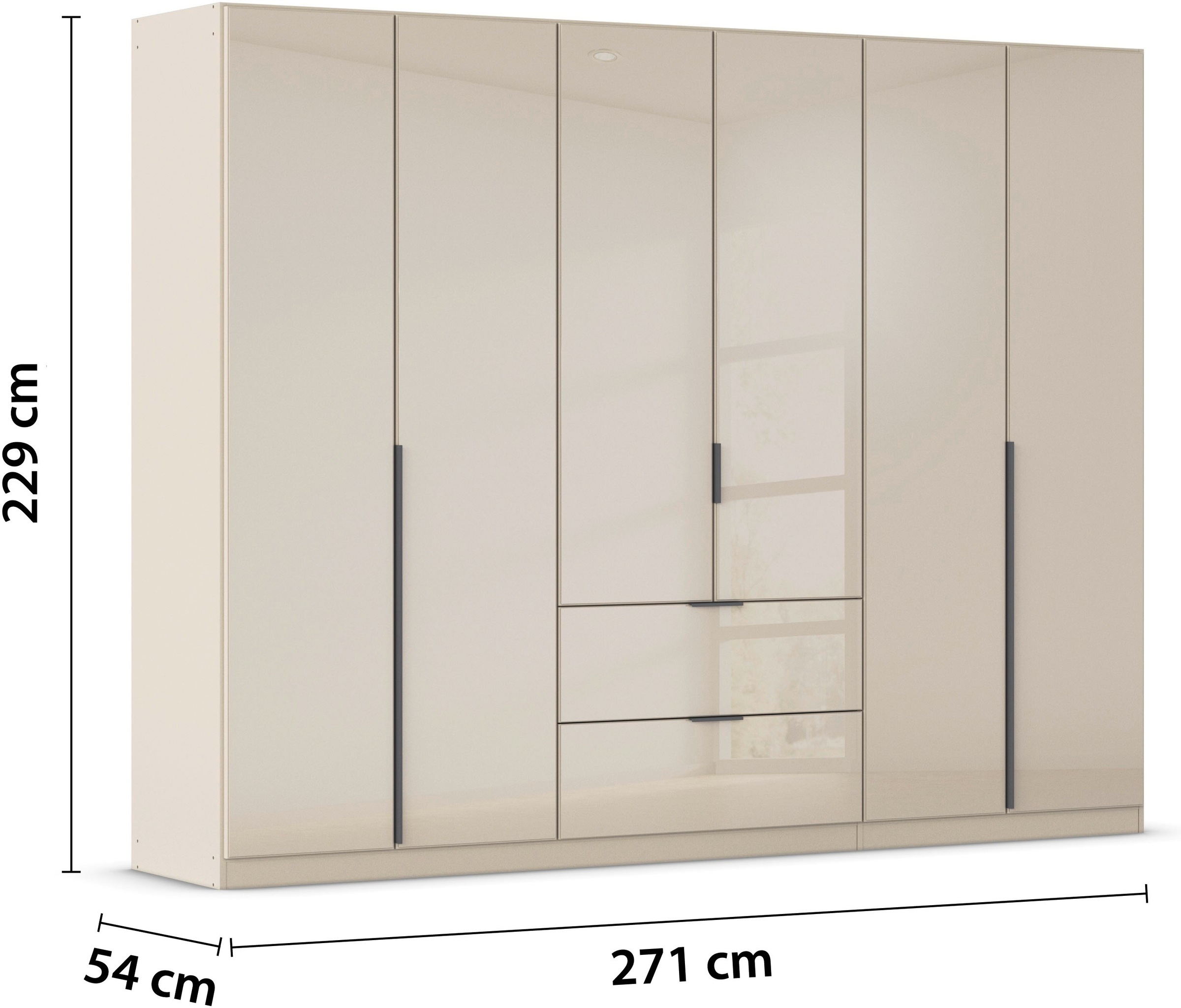 rauch Drehtürenschrank »Kleiderschrank Kleiderschränke Schrank Garderobe AGORDO mit Glasfront«, (in zwei Griff-Farben mit Glasfront), mit Außenschubkästen, in 6 Breiten und 2 Höhen MADE IN GERMANY
