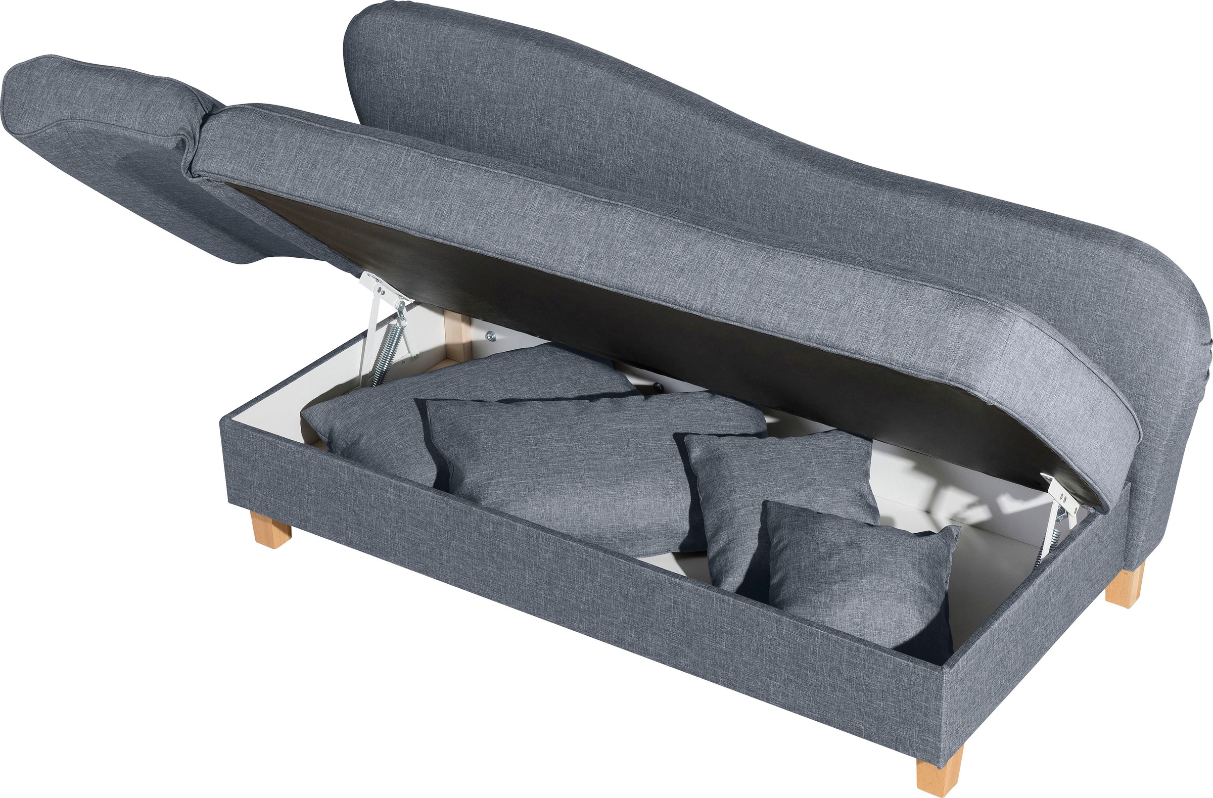 Max Winzer® Recamiere »Saturn mit verstellbarer Armlehne und Bettkasten, bequem zum Relaxen«, Armlehne links oder rechts, inkusive 4 Kissen
