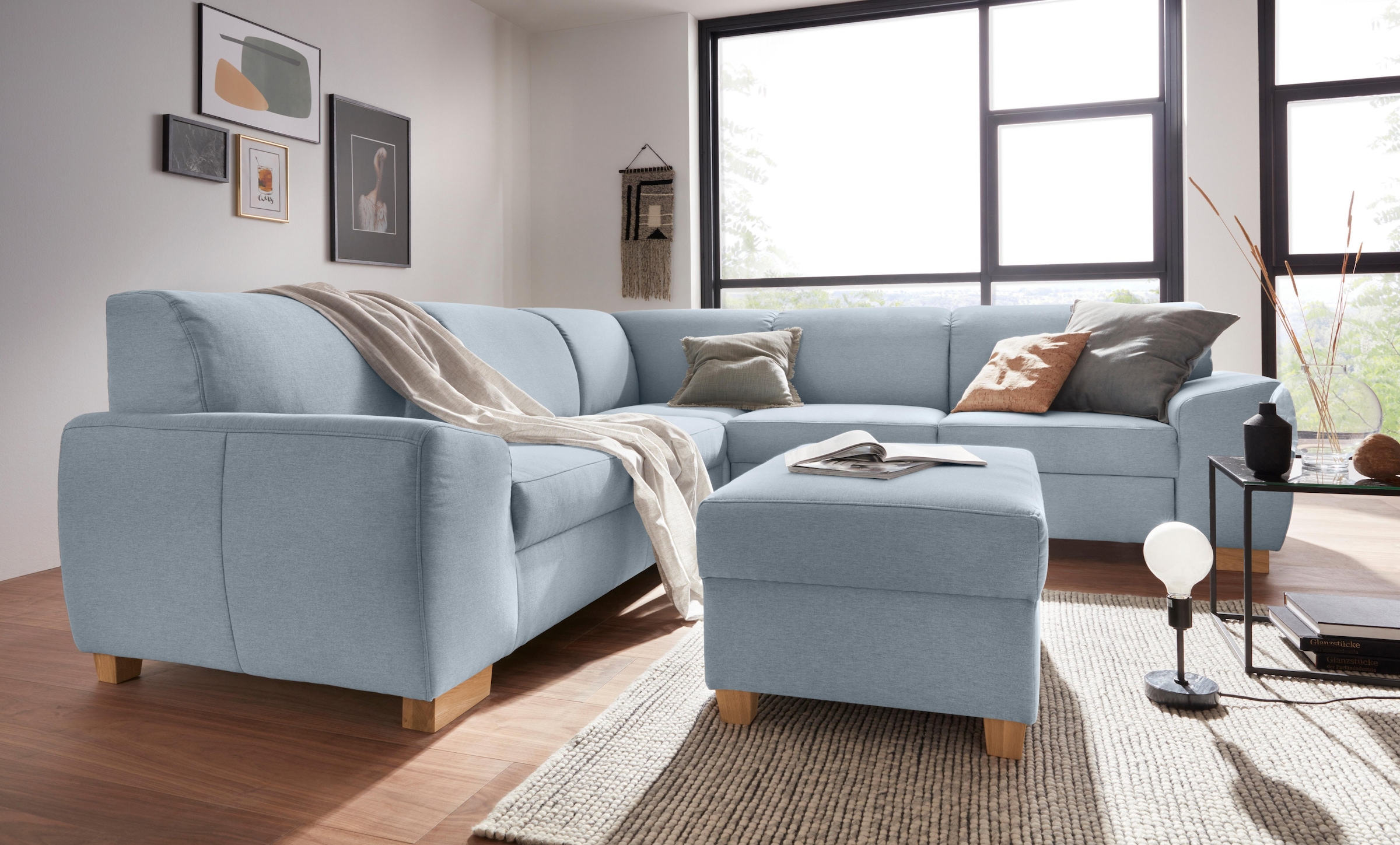 DOMO collection Ecksofa »Incanto kubische Formensprache, komfortabel, flache Armlehnen, L-Form«, wahlweise mit Bettfunktion