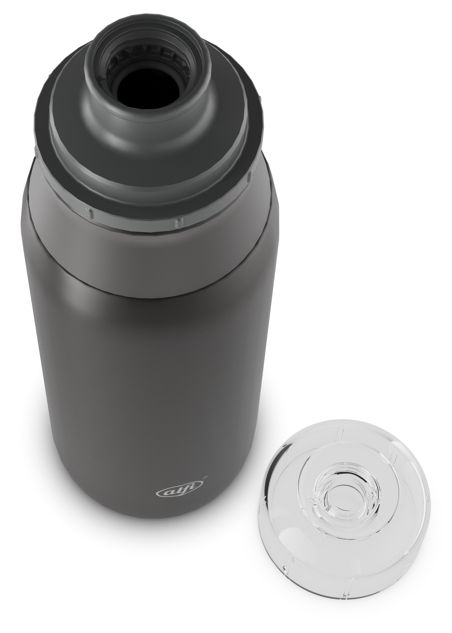 Alfi Trinkflasche »ELEMENT BOTTLE, Edelstahlkörper, spülmaschinenfest«, (1 tlg.), 0,6l, Free-Flow Trinksystem mit intuitivem Schraubverschluss