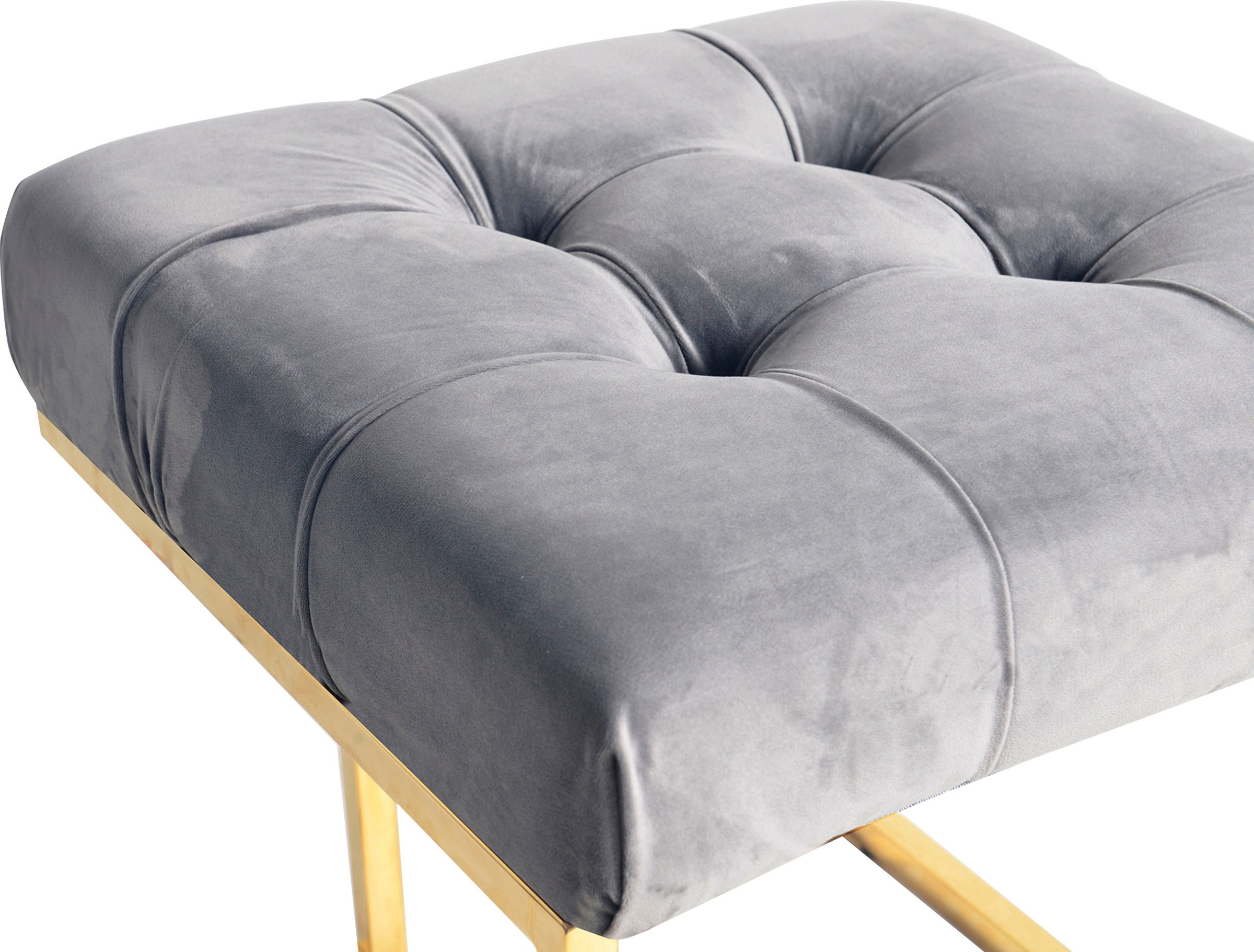 Kayoom Sitzhocker »Hocker Rare, Edler Touch durch goldenes Gestell«, (1 St.), eckig, samtweich, gesteppt, mit Zierknöpfen, Edelstahlgestell
