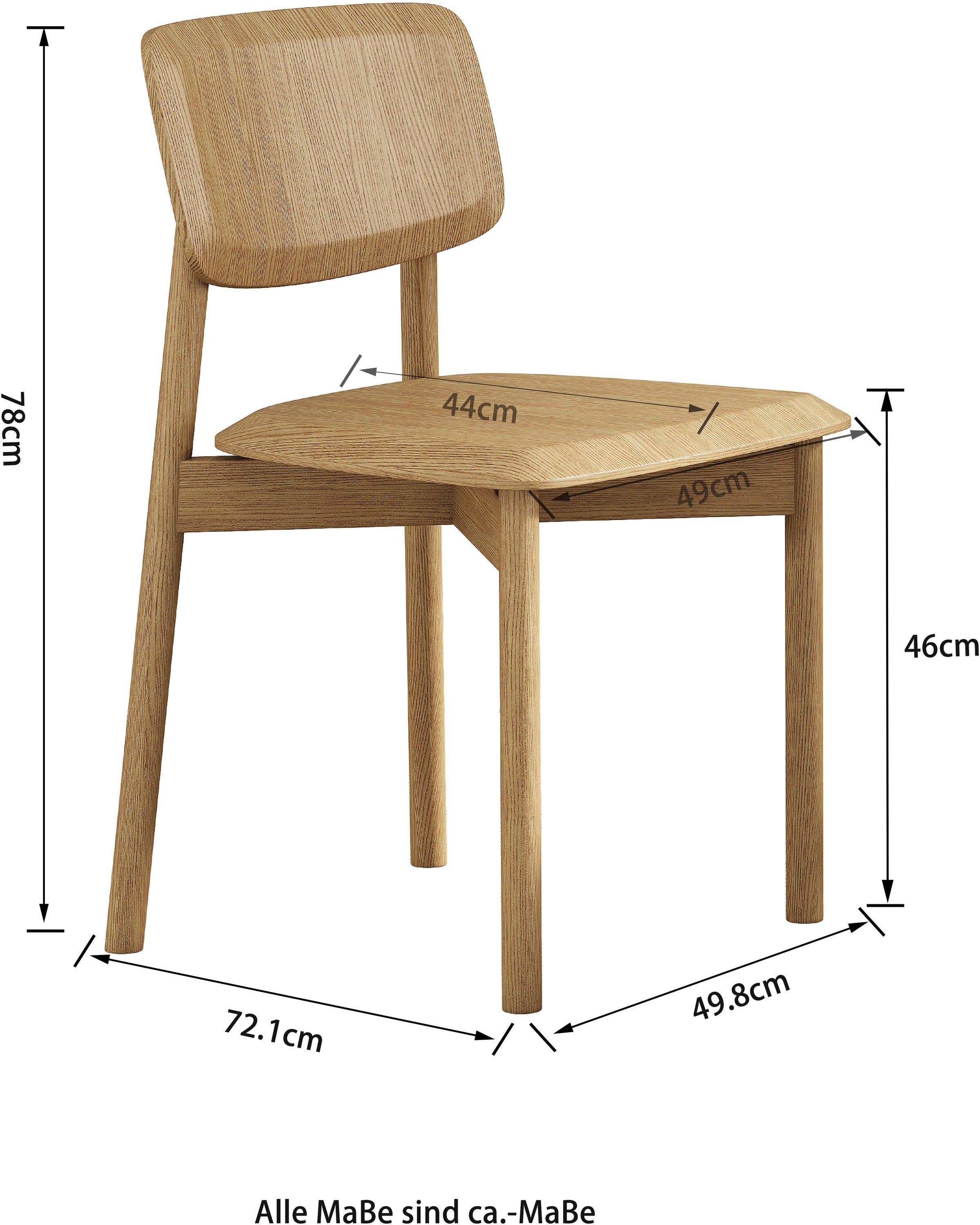 OTTO home Esszimmerstuhl »Grelia« (Set) 2 Stk.natürliche warme Eichenoptik, in zwei Farben, Sitzhöhe 46 cm