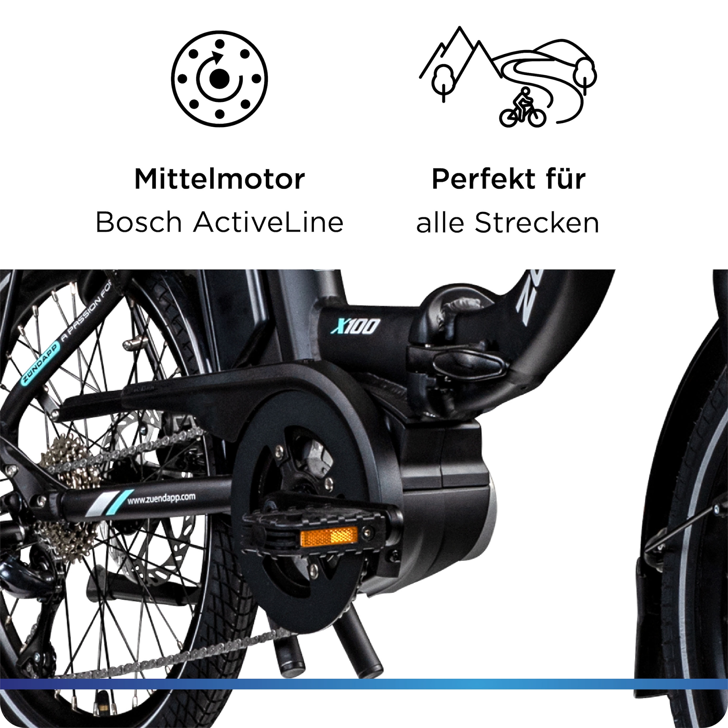 Zündapp E-Bike »X100«, 9 Gang, Shimano, Sora, Mittelmotor 250 W, Pedelec, Elektrofahrrad für Damen u. Herren