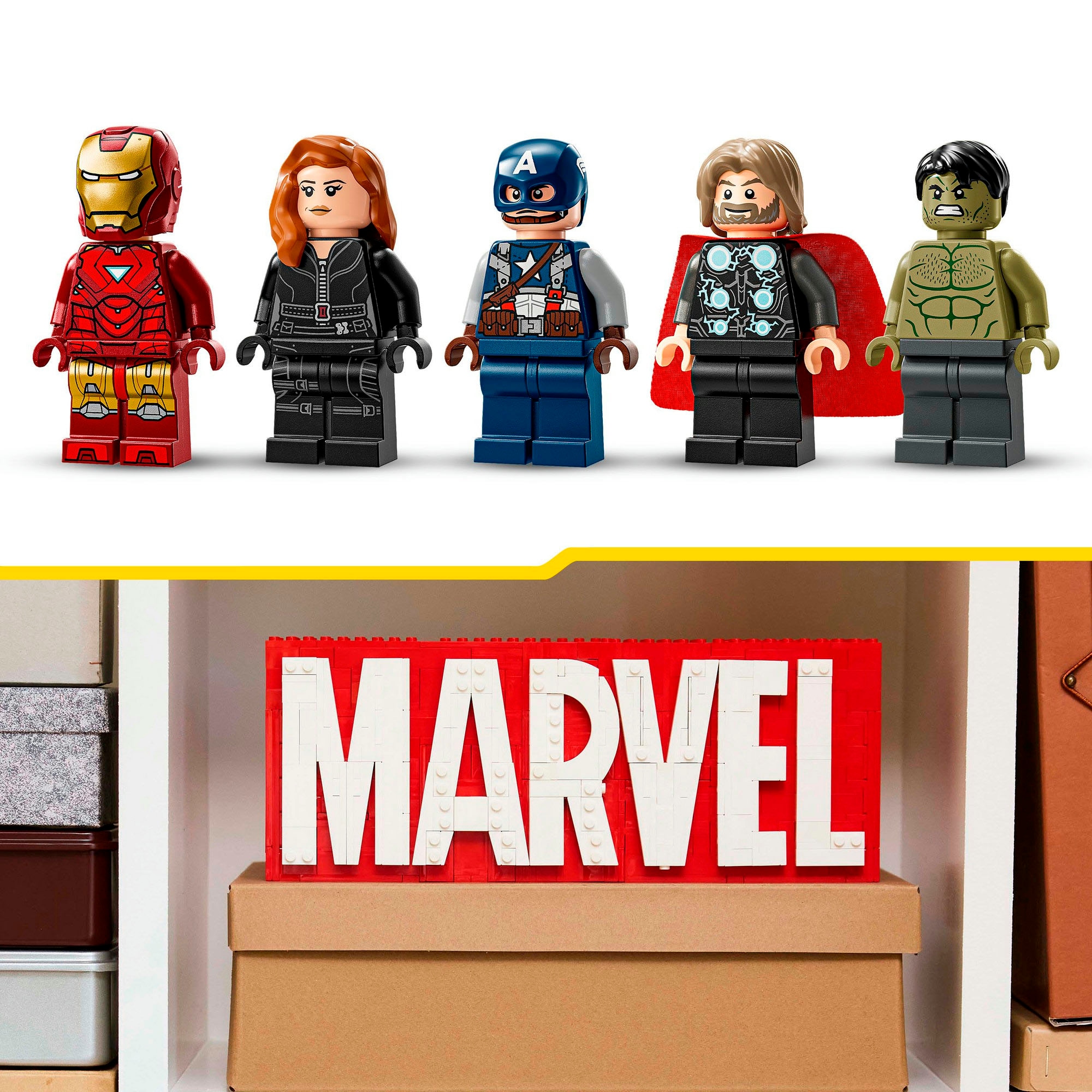 LEGO® Konstruktionsspielsteine »MARVEL Logo & Minifiguren (76313), LEGO Super Heroes«, (931 St.), Made in Europe