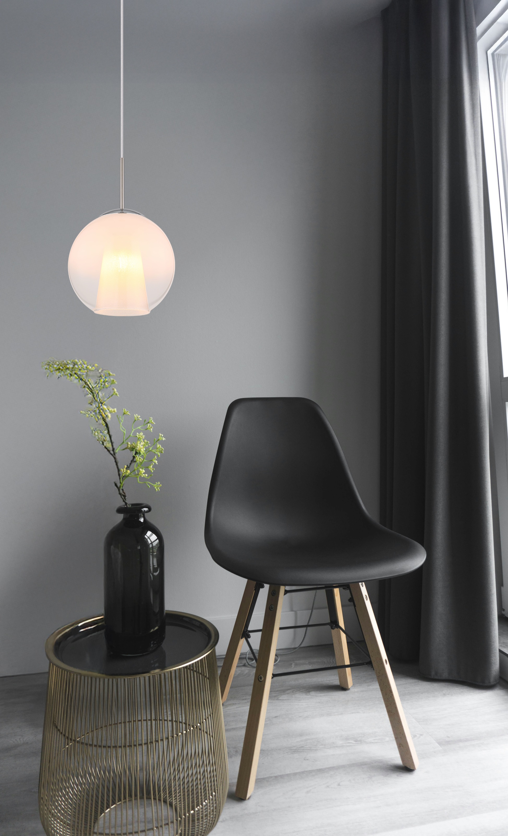 GLOBO LIGHTING Hängeleuchte »BARRY« E27 1 Stk. Hängelampe Glaskugel opal klar verlaufend Glaskristallleuchte