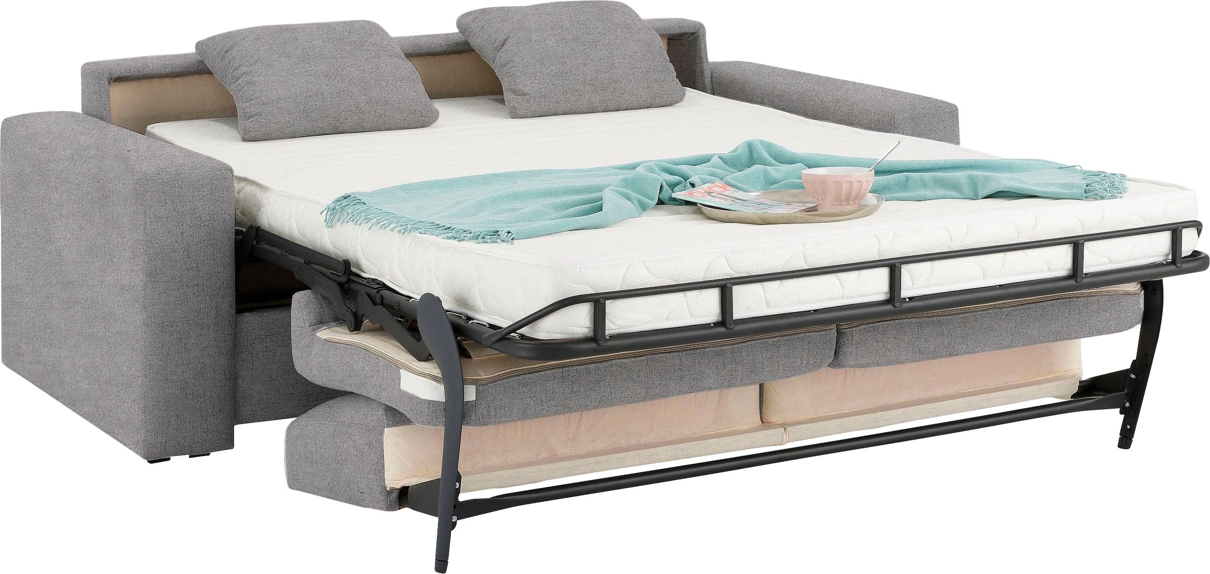Home affaire Schlafsofa »Roma Matratzenhöhe 14 cm«, Dauerschlaffunktion, mit Unterfederung, Lattenrost, Matratze