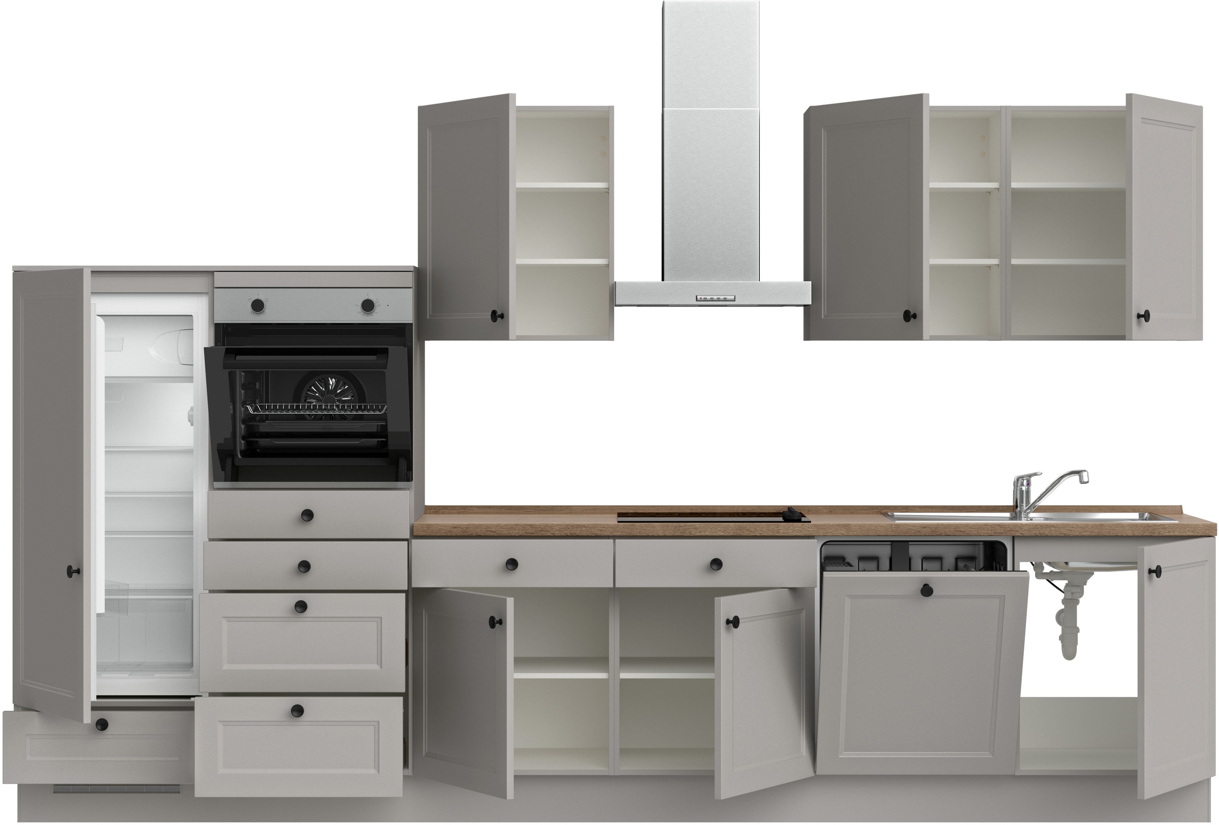 nobilia® Küchenzeile »"Cascada I"«, vormontiert, Ausrichtung wählbar, Breite 360 cm, wahlw. mit E-Geräten