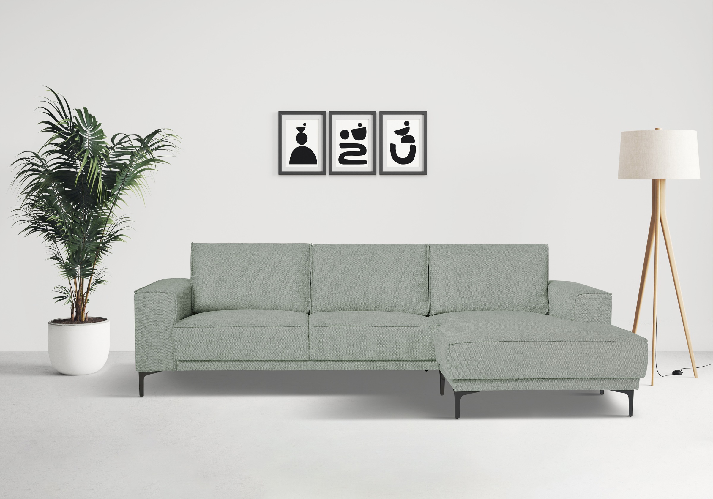 Places of Style Ecksofa »Polsterecke Oland, Struktur, Flachgewebe, Luxus-Mi günstig online kaufen