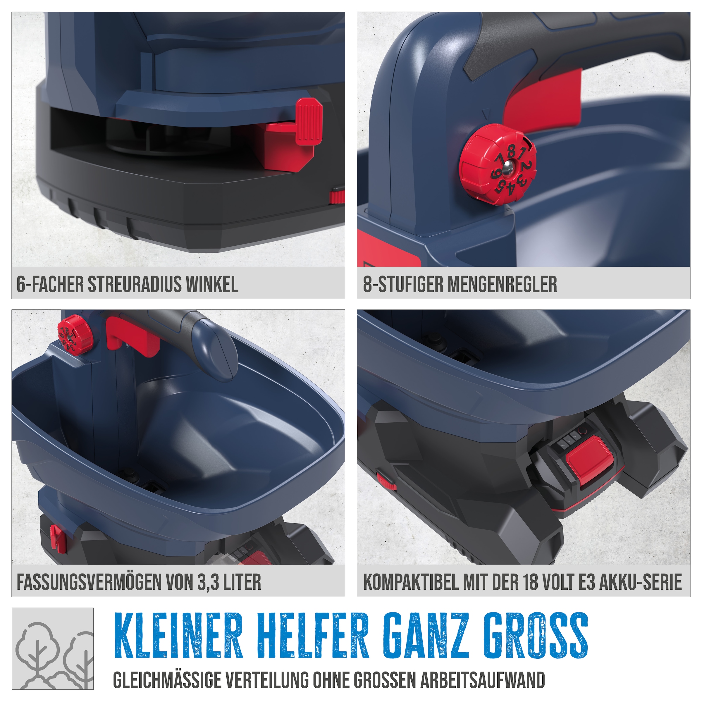 Güde Handstreuer »Akku Universalstreuer »GUS 18-201-05«« für: Samen und Streusalz, Streubreite 5m, Inkl 1x Akku und Ladegerät