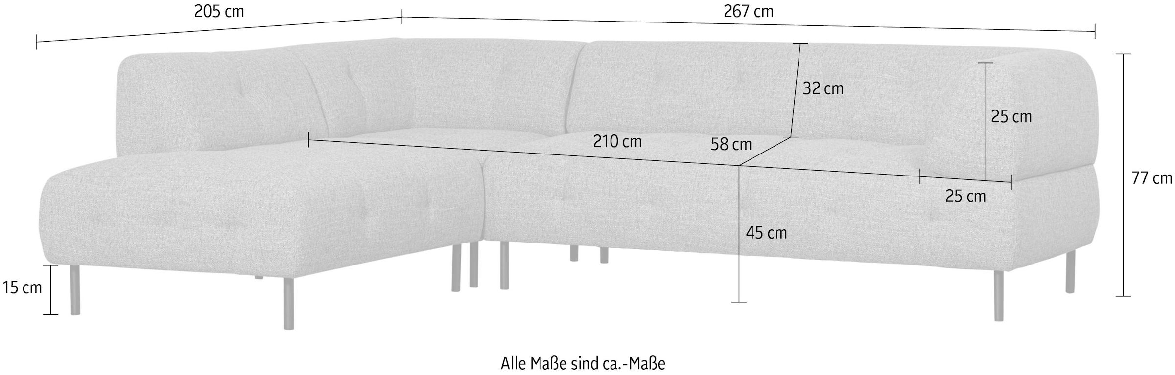 WOOOD Ecksofa »Lloyd«, frei im Ram stellbar, L-Form, Breite 267 cm