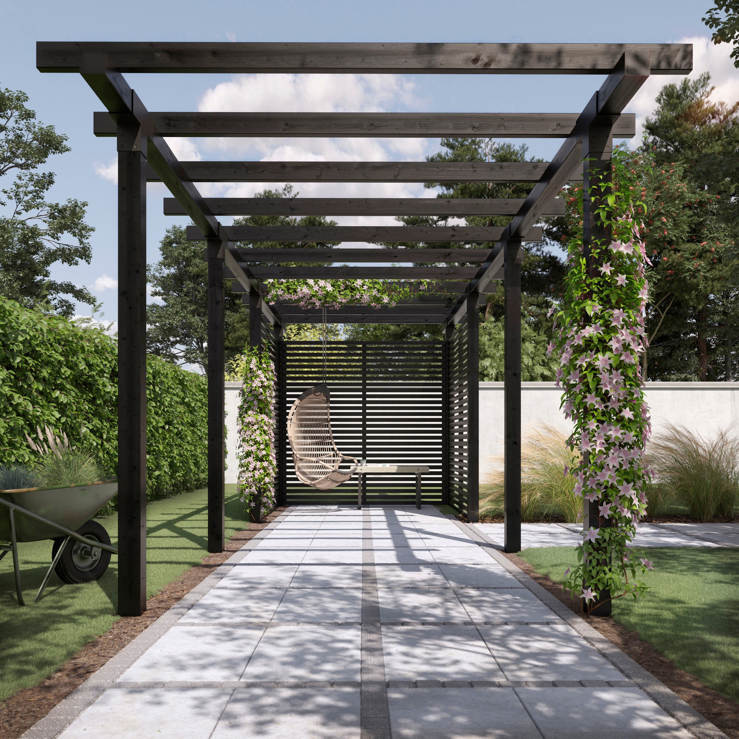 PLUS Pergola »Cubic«, Doppelpergola, 3 Module inkl. Tokyozäunen