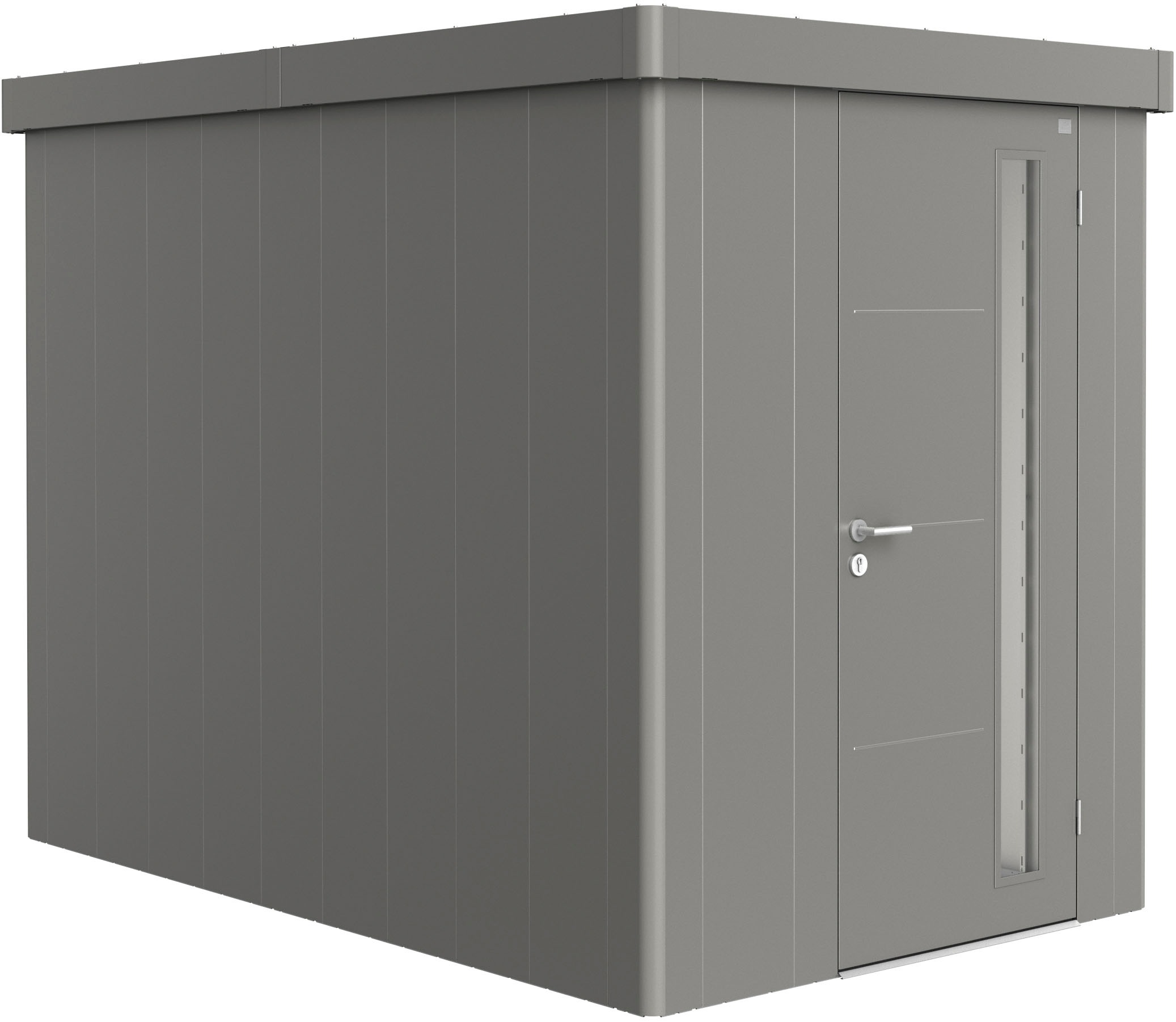 BIOHORT Gerätehaus »NEO Gr. 3A, verschiedene Farben« stylisches Gartenhaus mit Flachdach quarzgrau-metallic